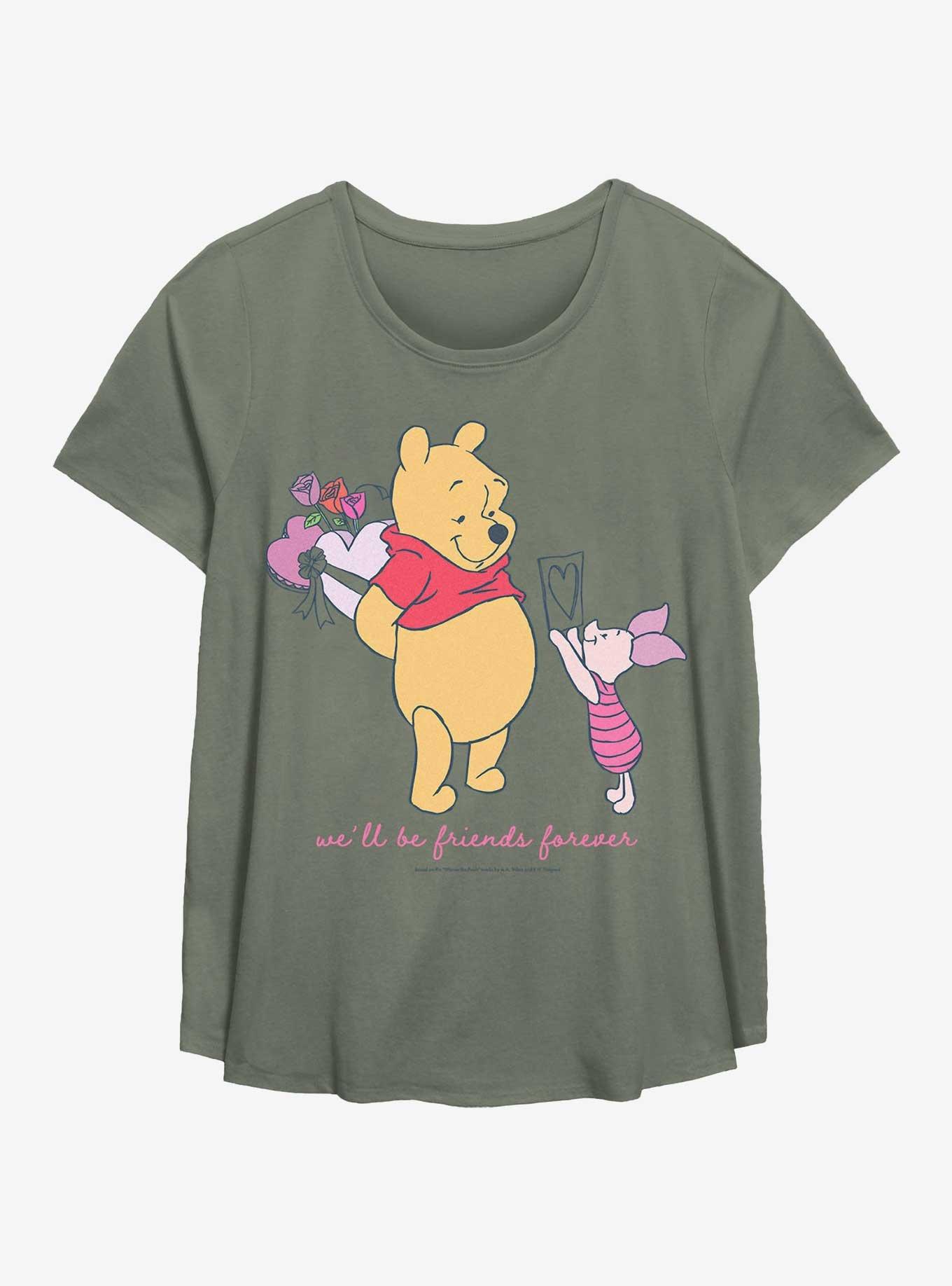 Disney Winnie The Pooh Friends Forever Womens T-Shirt Plus Size, SAGE, hi-res