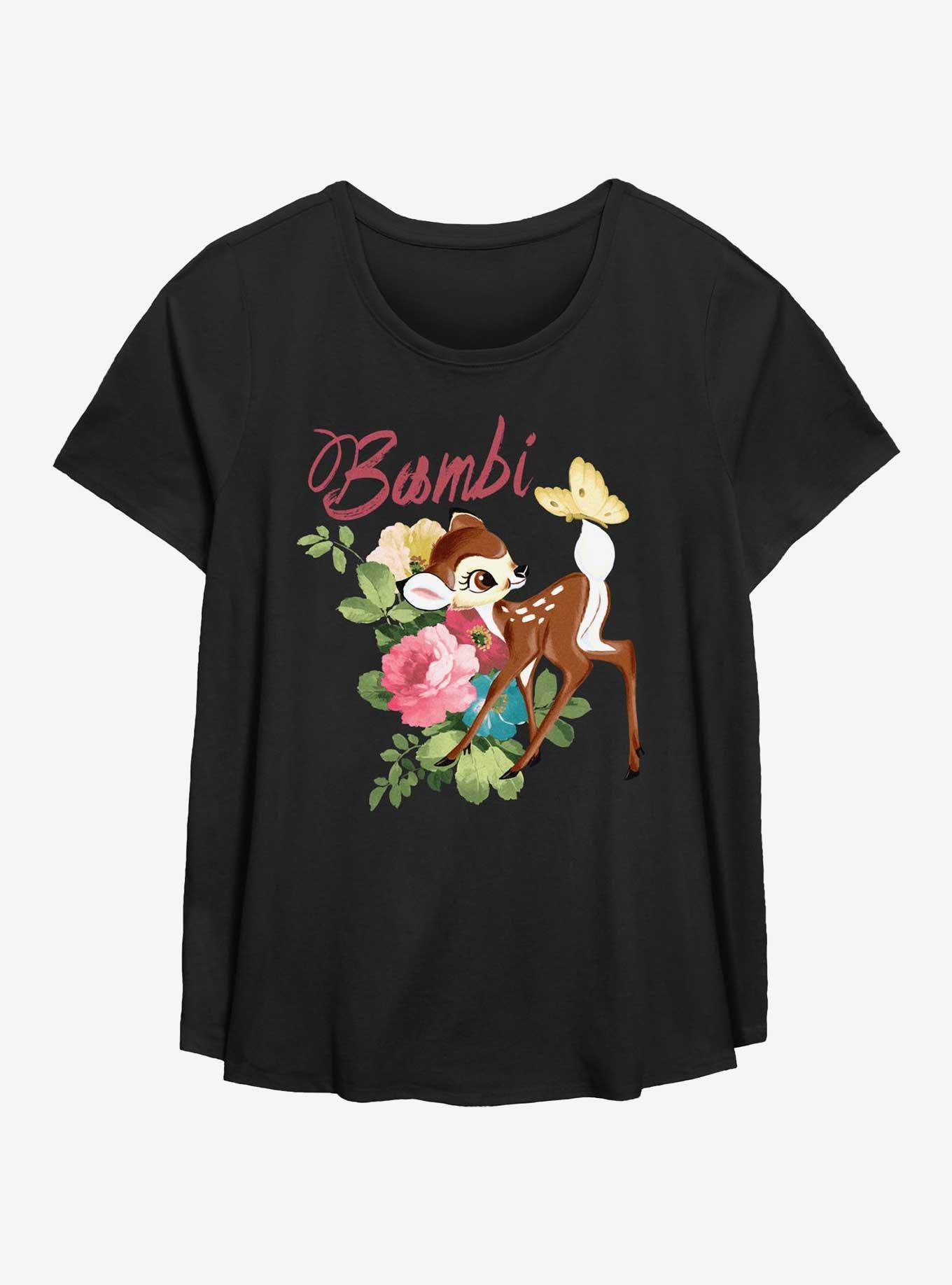 Disney Bambi Paint Style Portrait Womens T-Shirt Plus Size, BLACK, hi-res