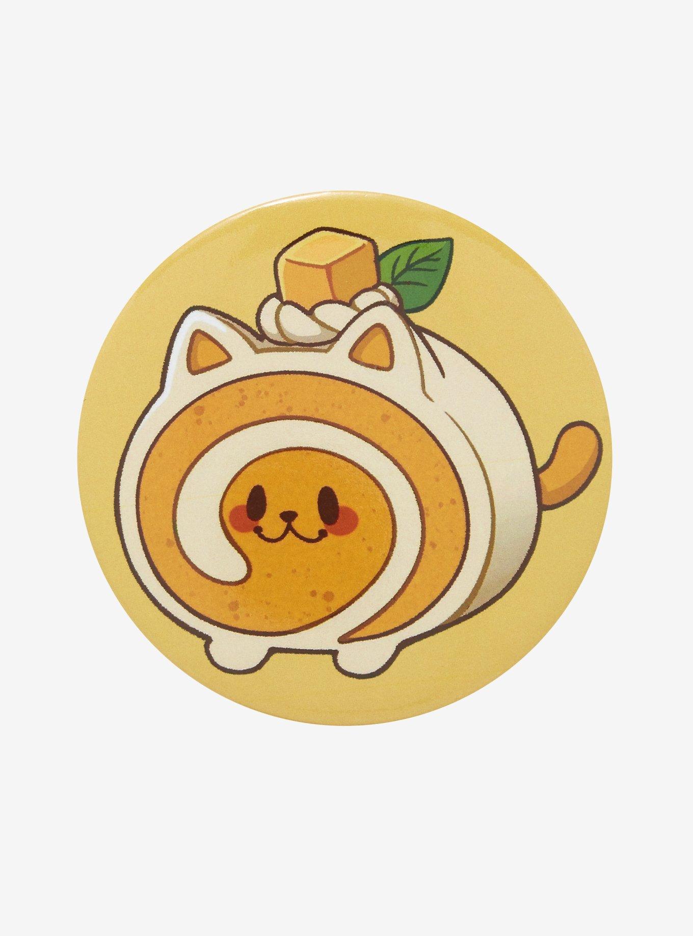 Mango Cat Swiss Roll 3 Inch Button By Faith Varvara, , hi-res
