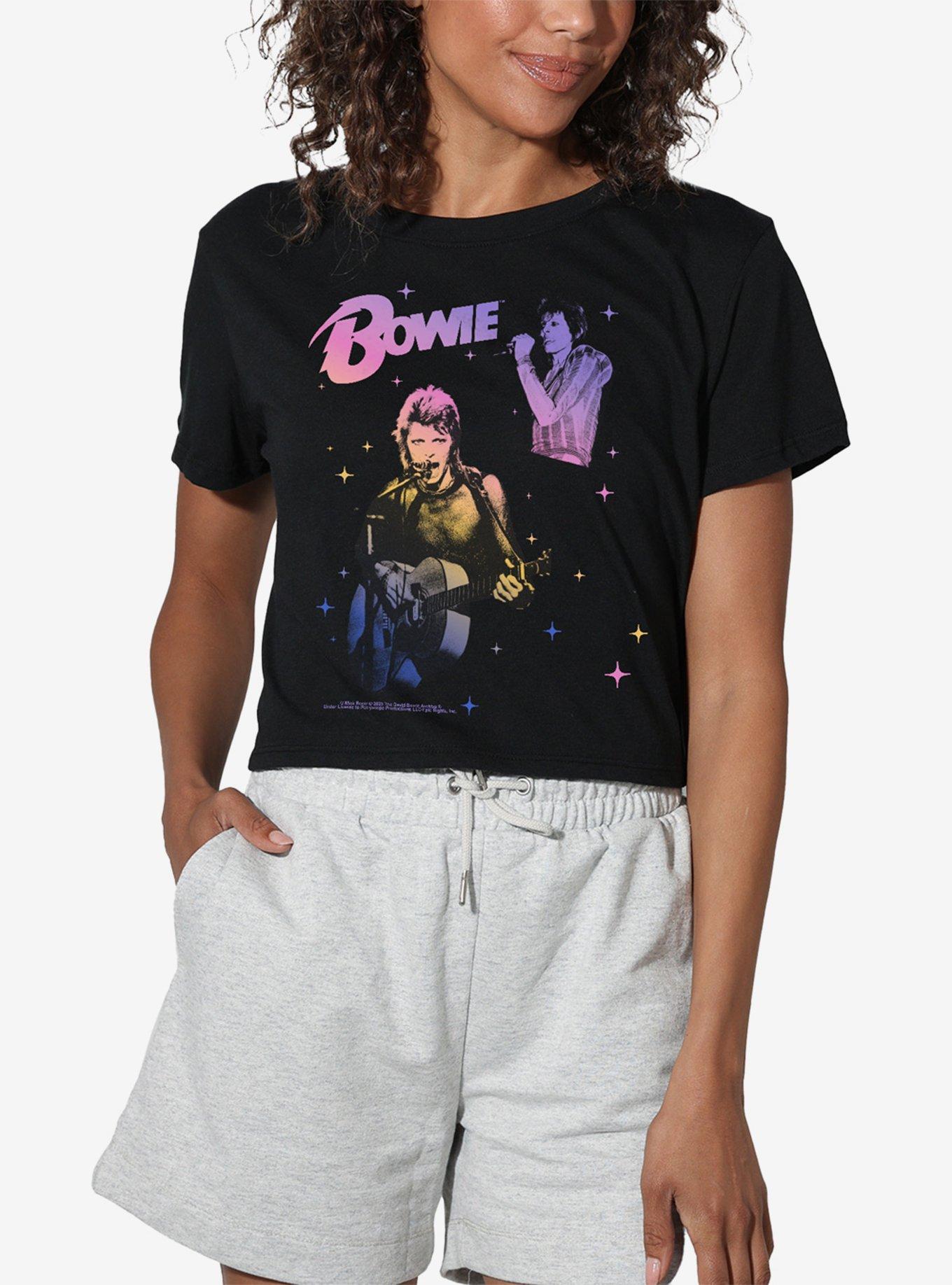 David Bowie Rainbow Gradient Women's Crop Top T-Shirt, , hi-res