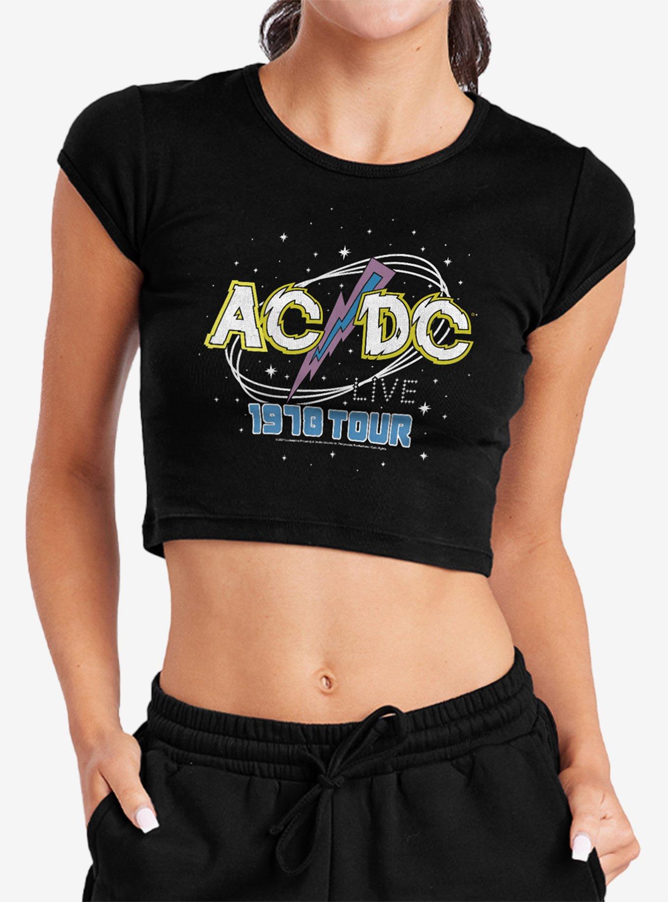AC/DC Live Cap Sleeve Baby Rib Women´s Crop Top,All Products : American Fashion Style Bags On Sale