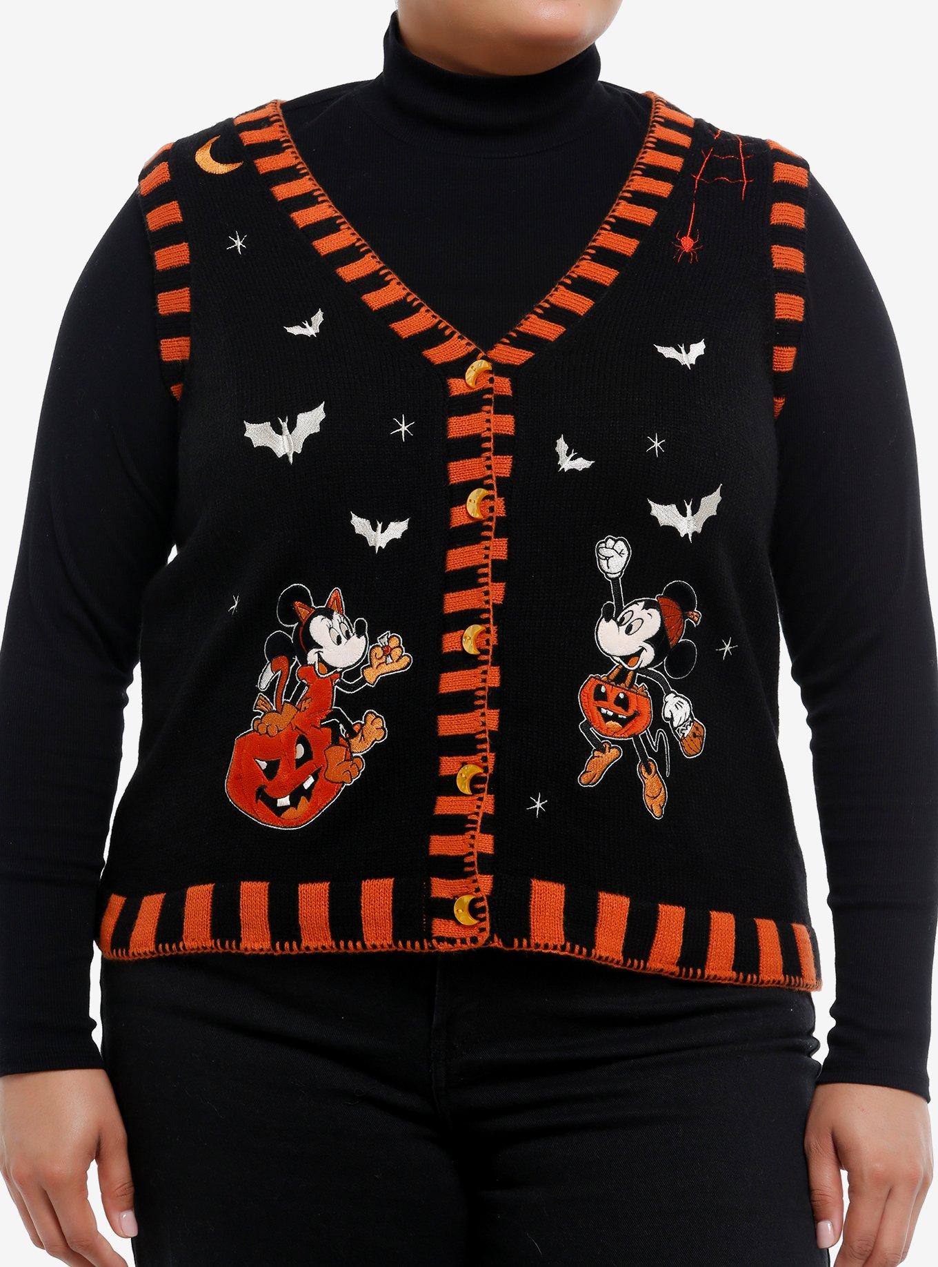 Her Universe Disney Mickey Mouse & Minnie Mouse Pumpkin Girls Sweater Vest Plus Size, , hi-res