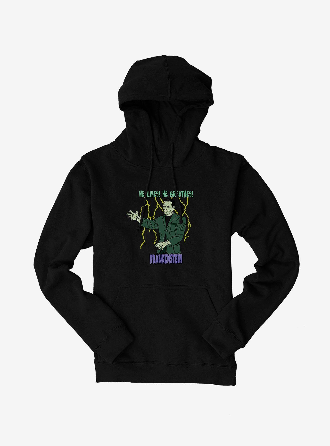 Universal Monsters Frankenstein He Lives He Breathes Hoodie,Specials : American Fashion Style Bags On Sale