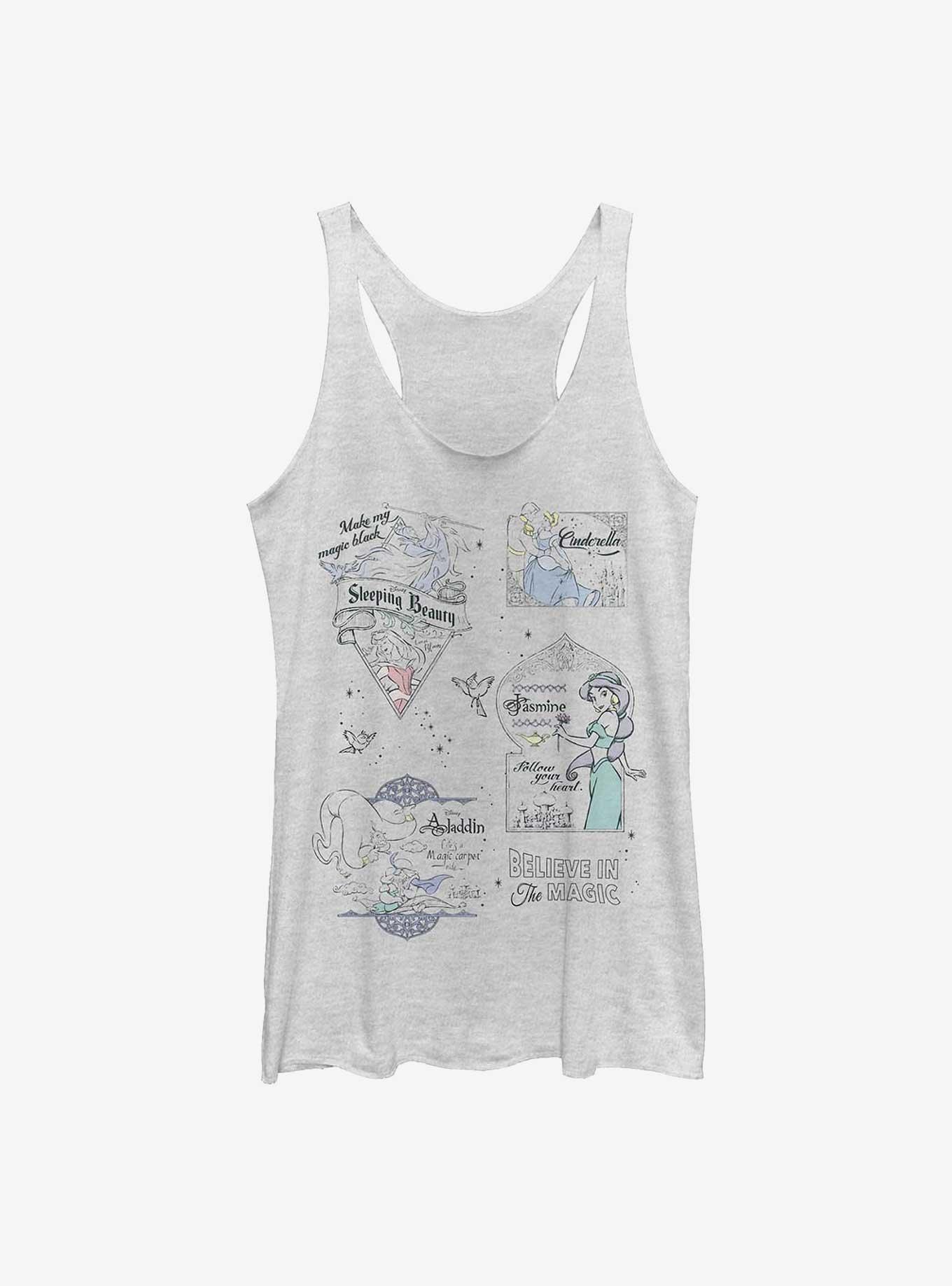 Disney Princess Sketches Collage Womens Tank Top, WHITE HTR, hi-res