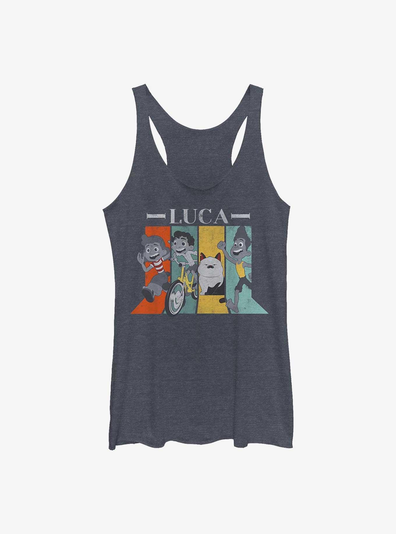Disney Pixar Luca Characters Walk Womens Tank Top, NAVY HTR, hi-res