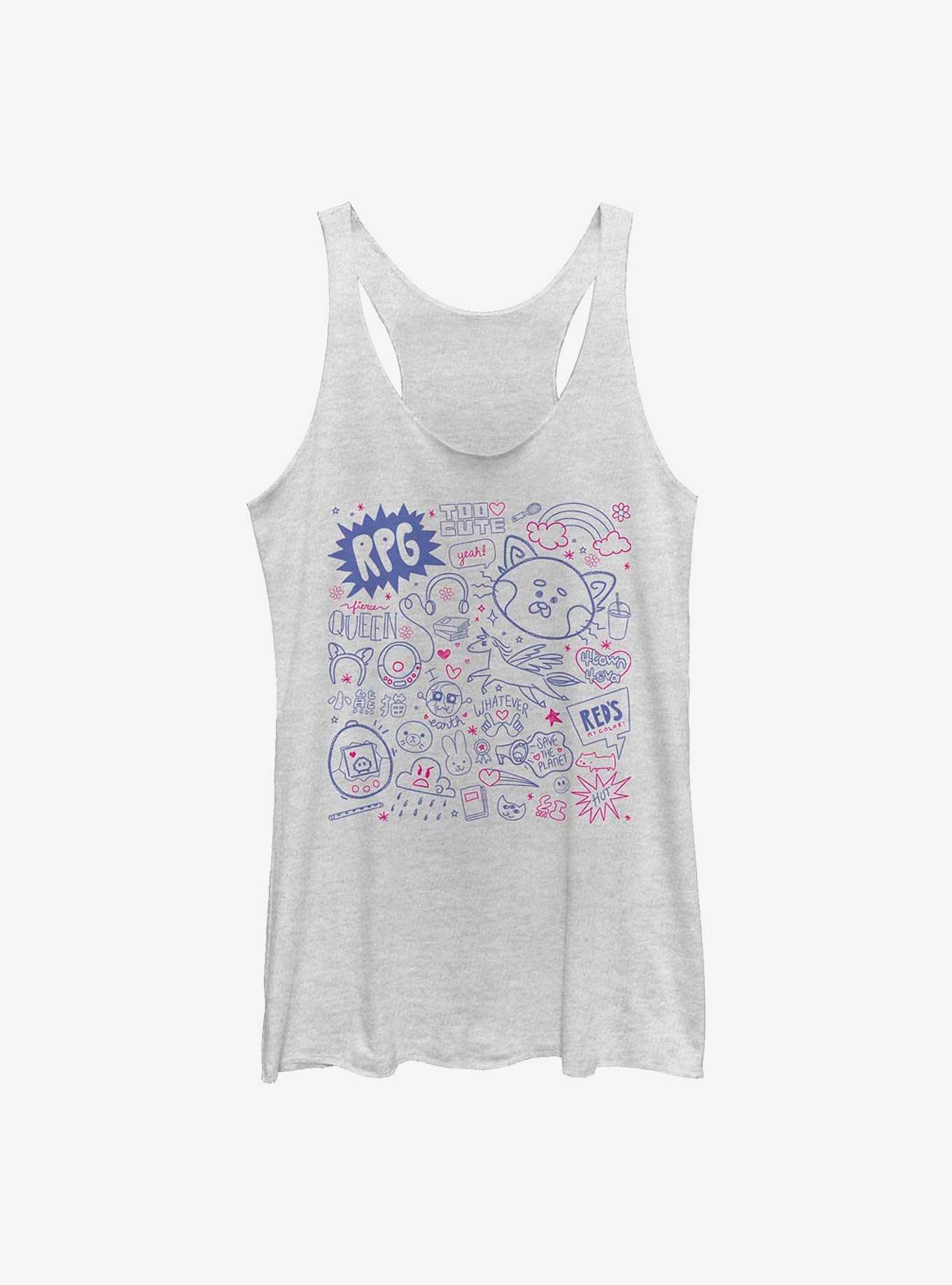 Disney Pixar Turning Red Doodle Womens Tank Top, WHITE HTR, hi-res