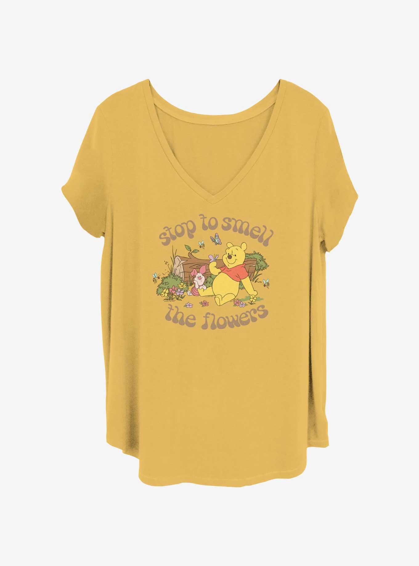 Disney Winnie The Pooh Smell The Flowers Womens T-Shirt Plus Size, OCHRE, hi-res