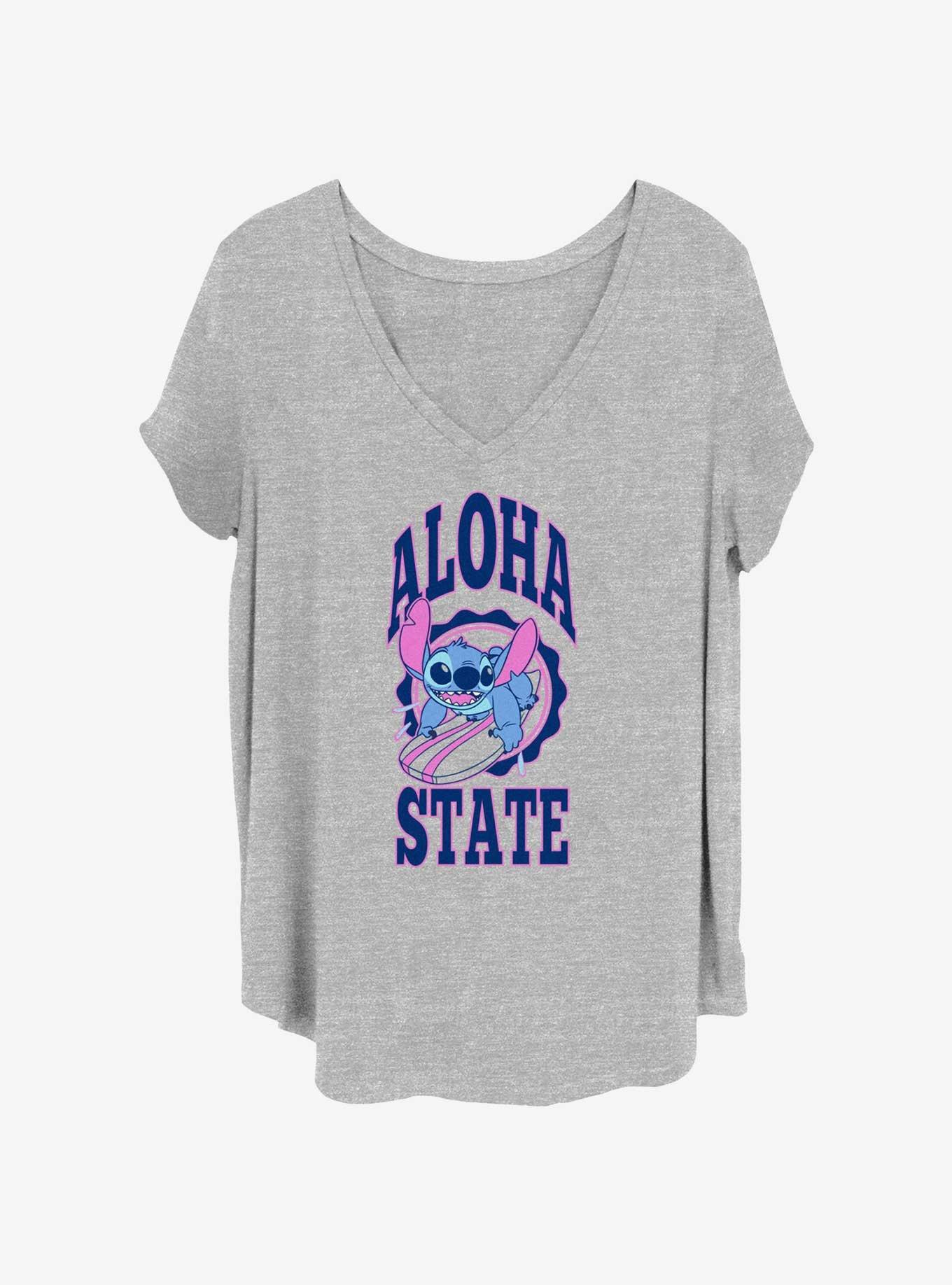 Disney Lilo & Stitch Aloha State Stitch Surf Womens T-Shirt Plus Size, , hi-res