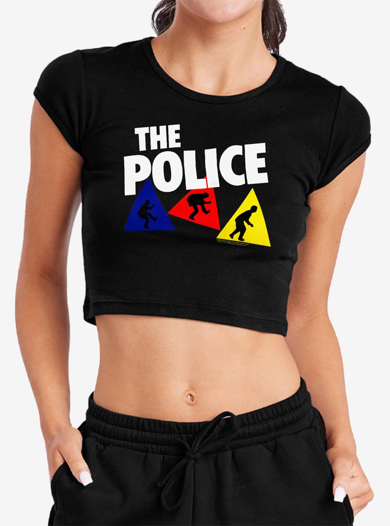 The Police Dancing Triangles Cap Sleeve Baby Rib Girls Crop Top, , hi-res