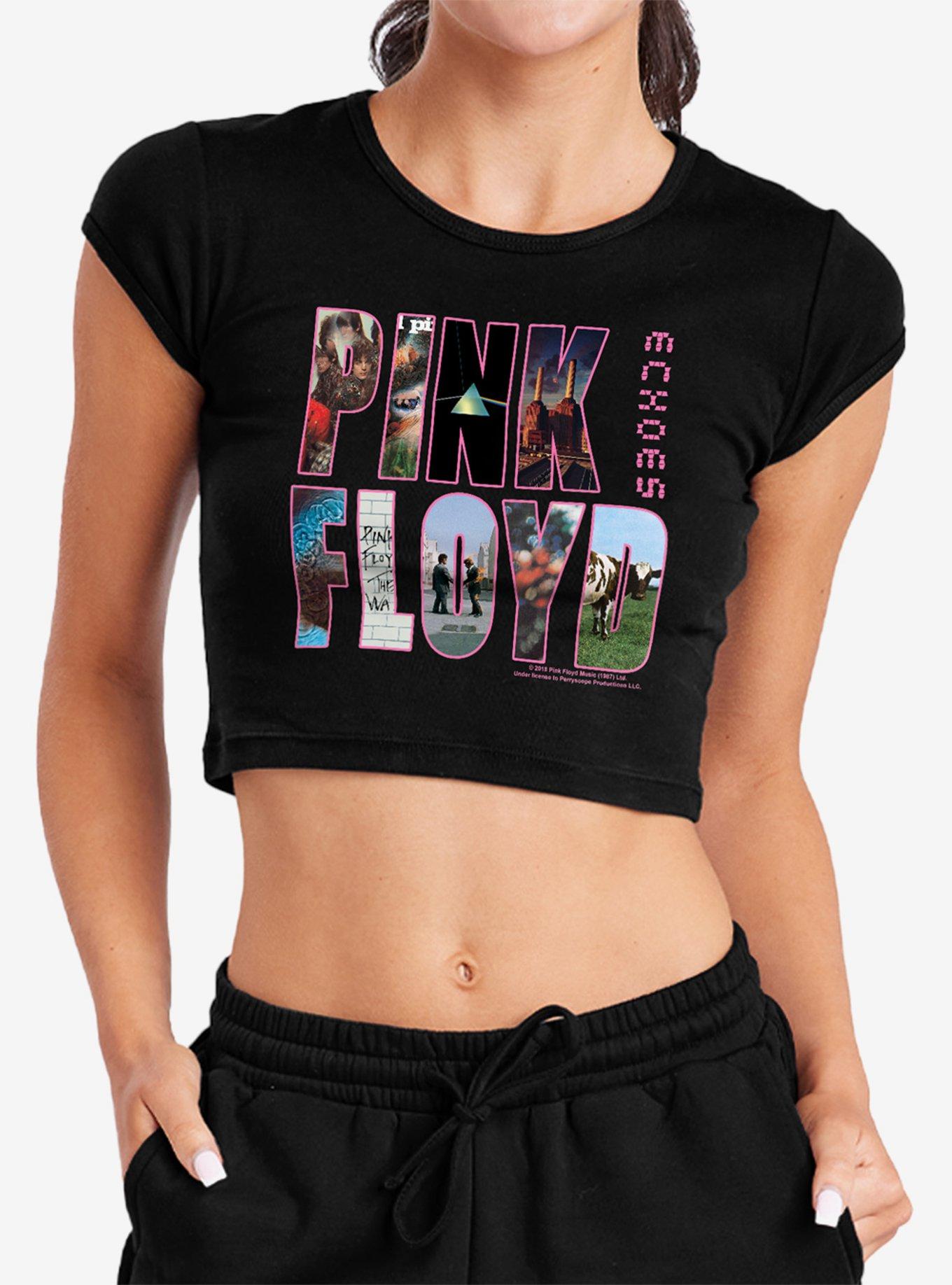 Pink Floyd Cover Cap Sleeve Baby Rib Girls Crop Top