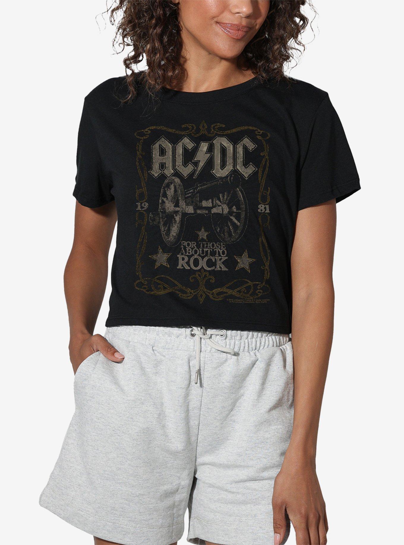 AC/DC Rock Label Girls Crop Top T-Shirt, , hi-res