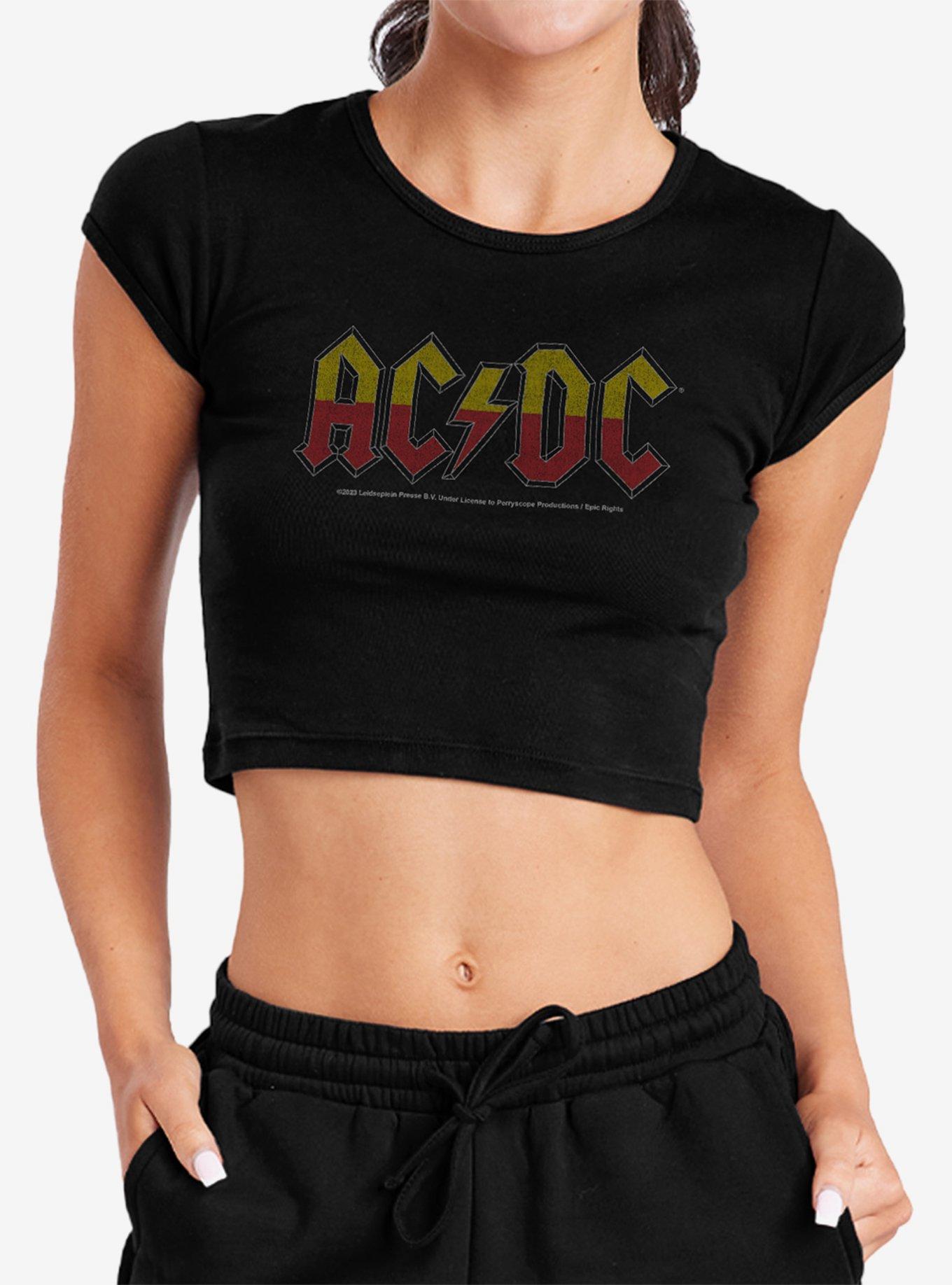 AC/DC About To Rock Tour Cap Sleeve Baby Rib Girls Crop Top, , hi-res