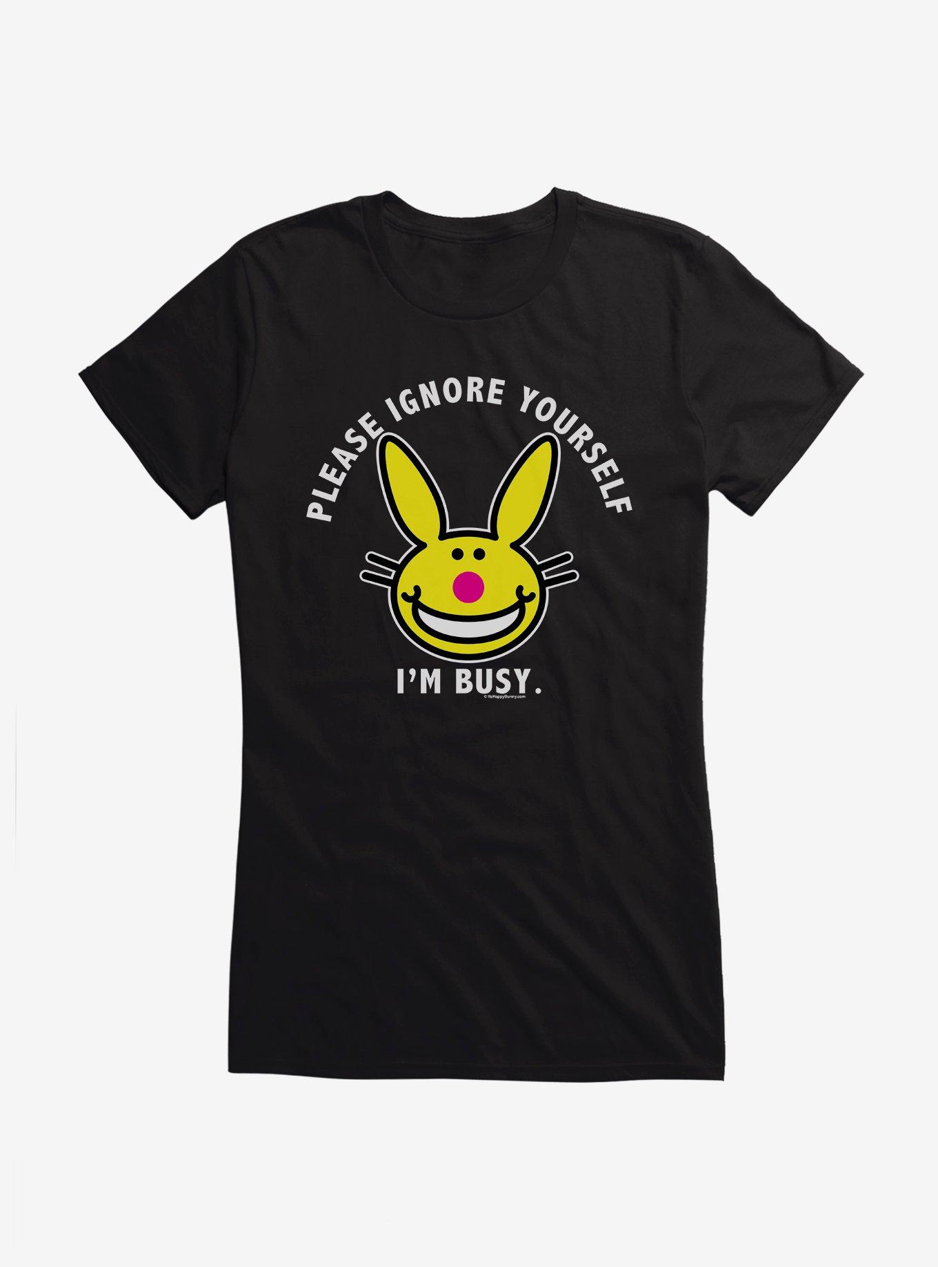 It's Happy Bunny Ignore Yourself Girls T-Shirt, BLACK, hi-res