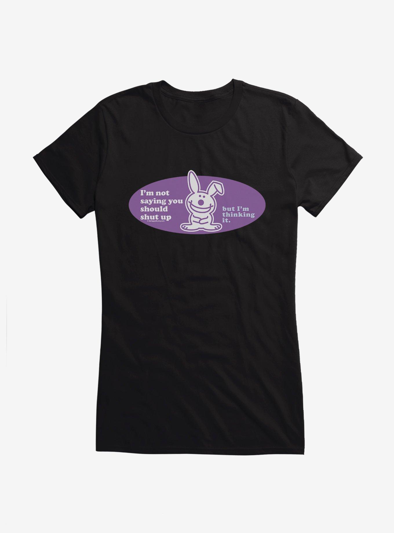 It's Happy Bunny You Should Shut Up Girls T-Shirt, BLACK, hi-res