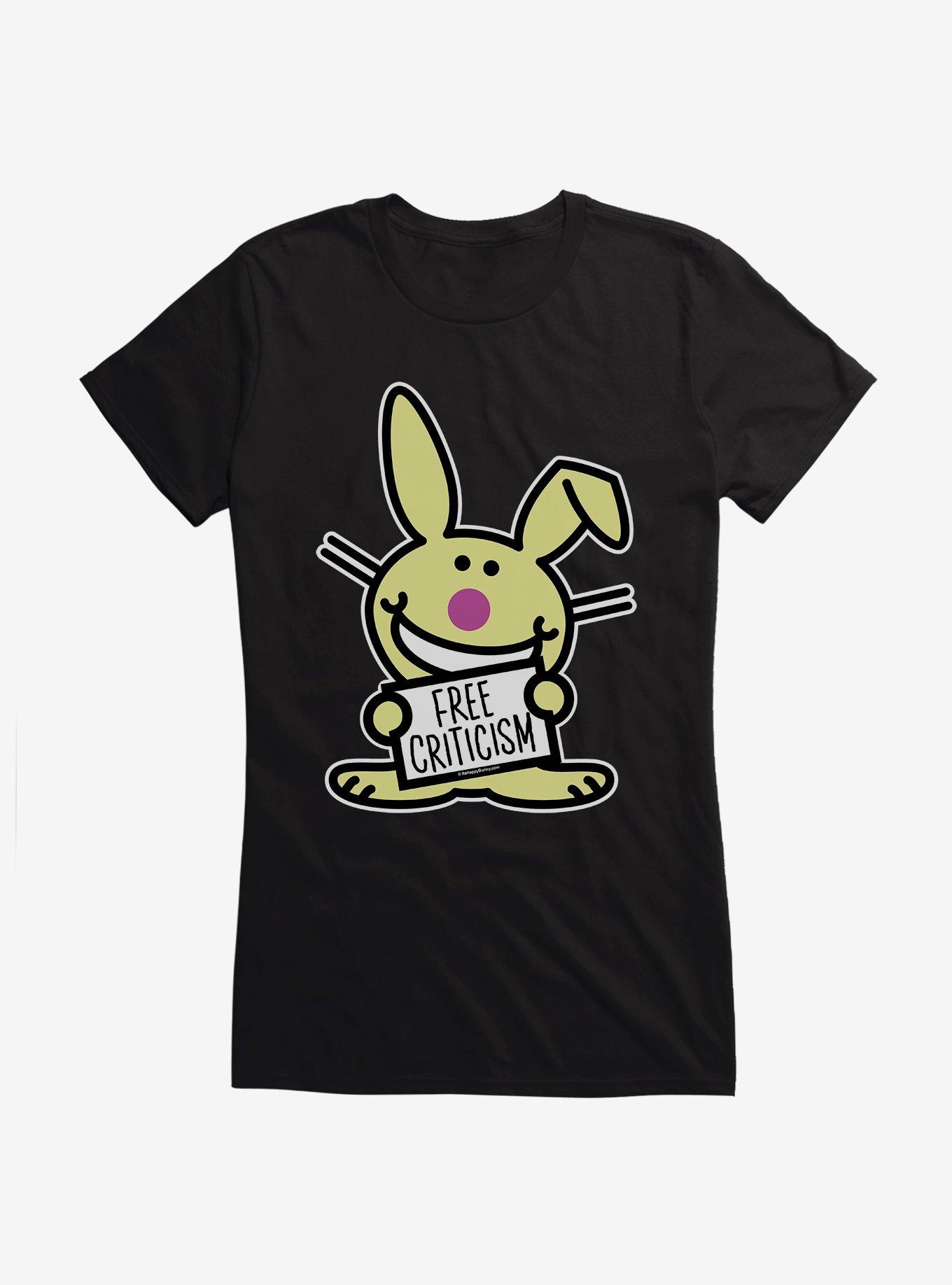 It's Happy Bunny Free Criticism Girls T-Shirt, BLACK, hi-res