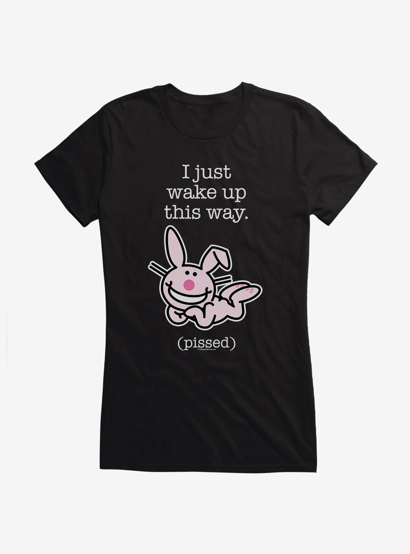It's Happy Bunny I Wake Up Pissed Girls T-Shirt, , hi-res