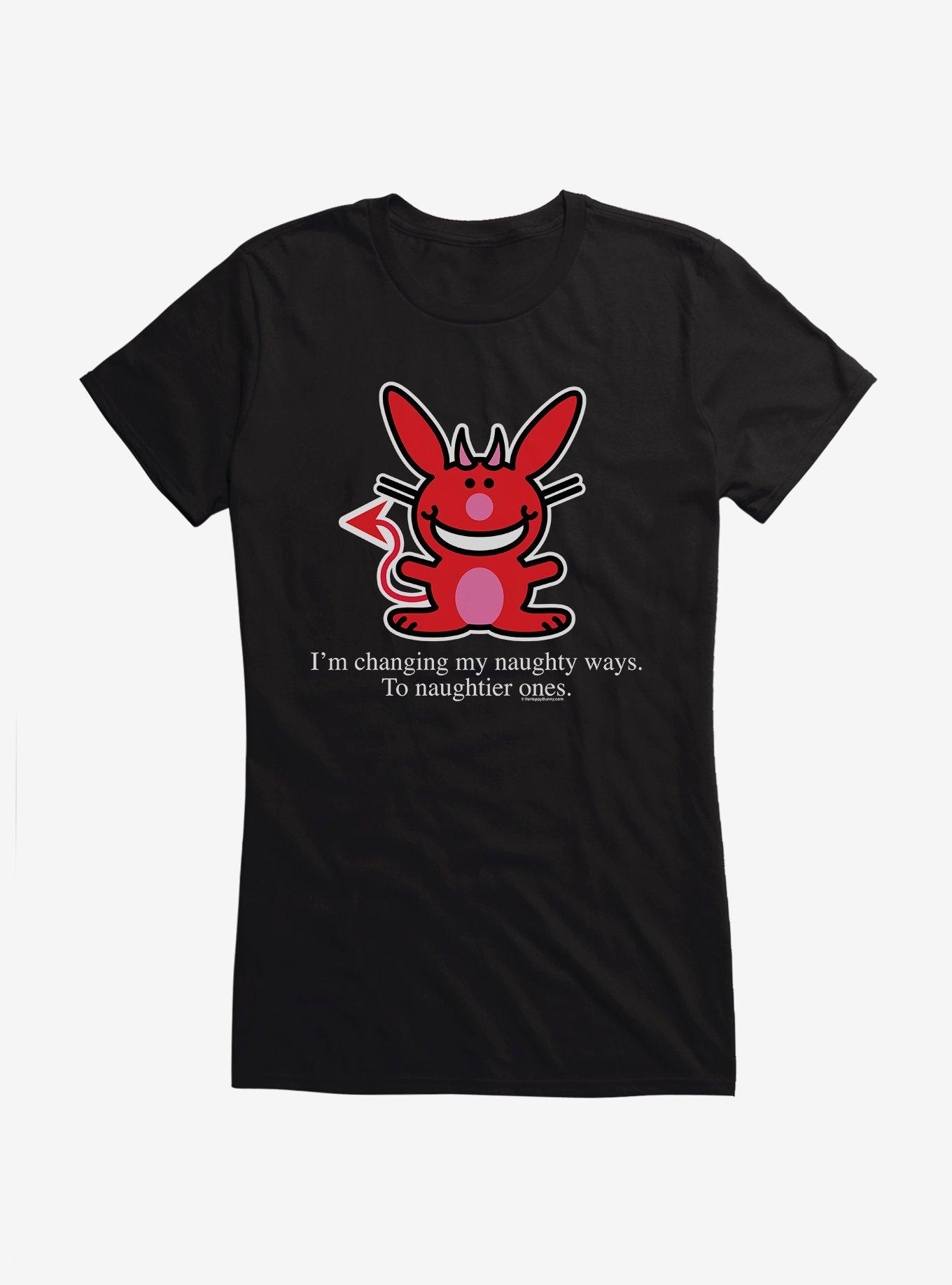 It's Happy Bunny Naughtier Ways Girls T-Shirt, BLACK, hi-res