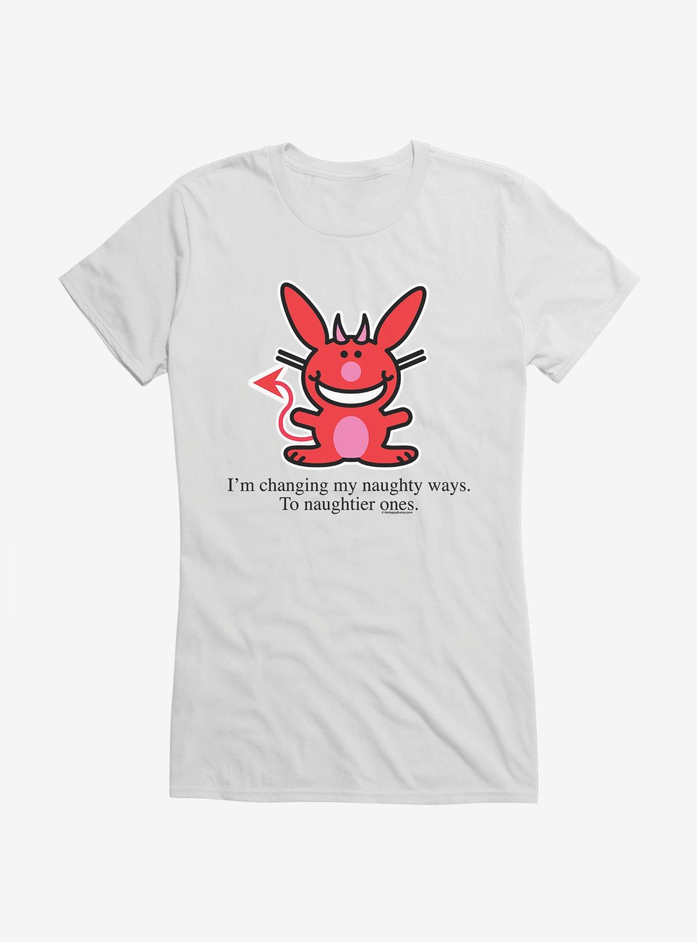 It's Happy Bunny Naughtier Ways Girls T-Shirt