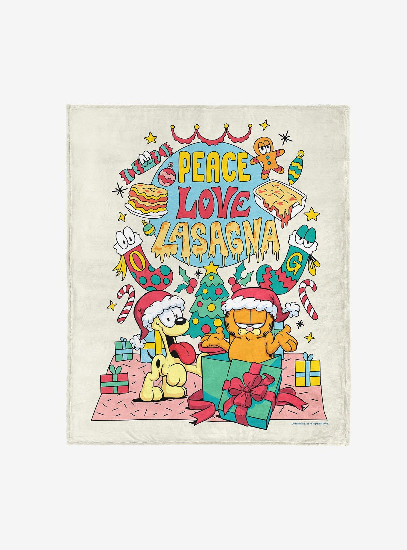 Garfield Peace Love Lasagna 50x60" Silk Touch Throw Blanket, , hi-res