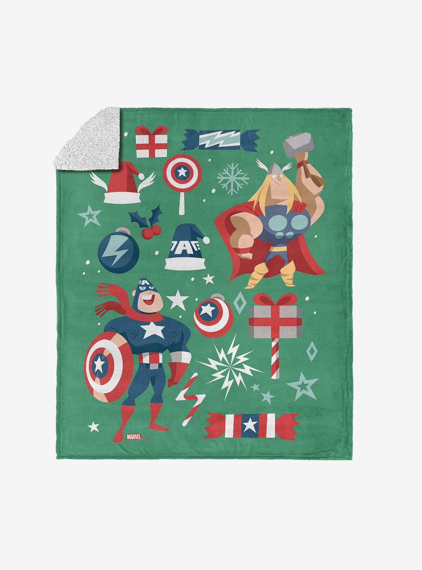 Marvel Avengers Powerful Christmas Silk Touch Sherpa Throw Blanket, , hi-res