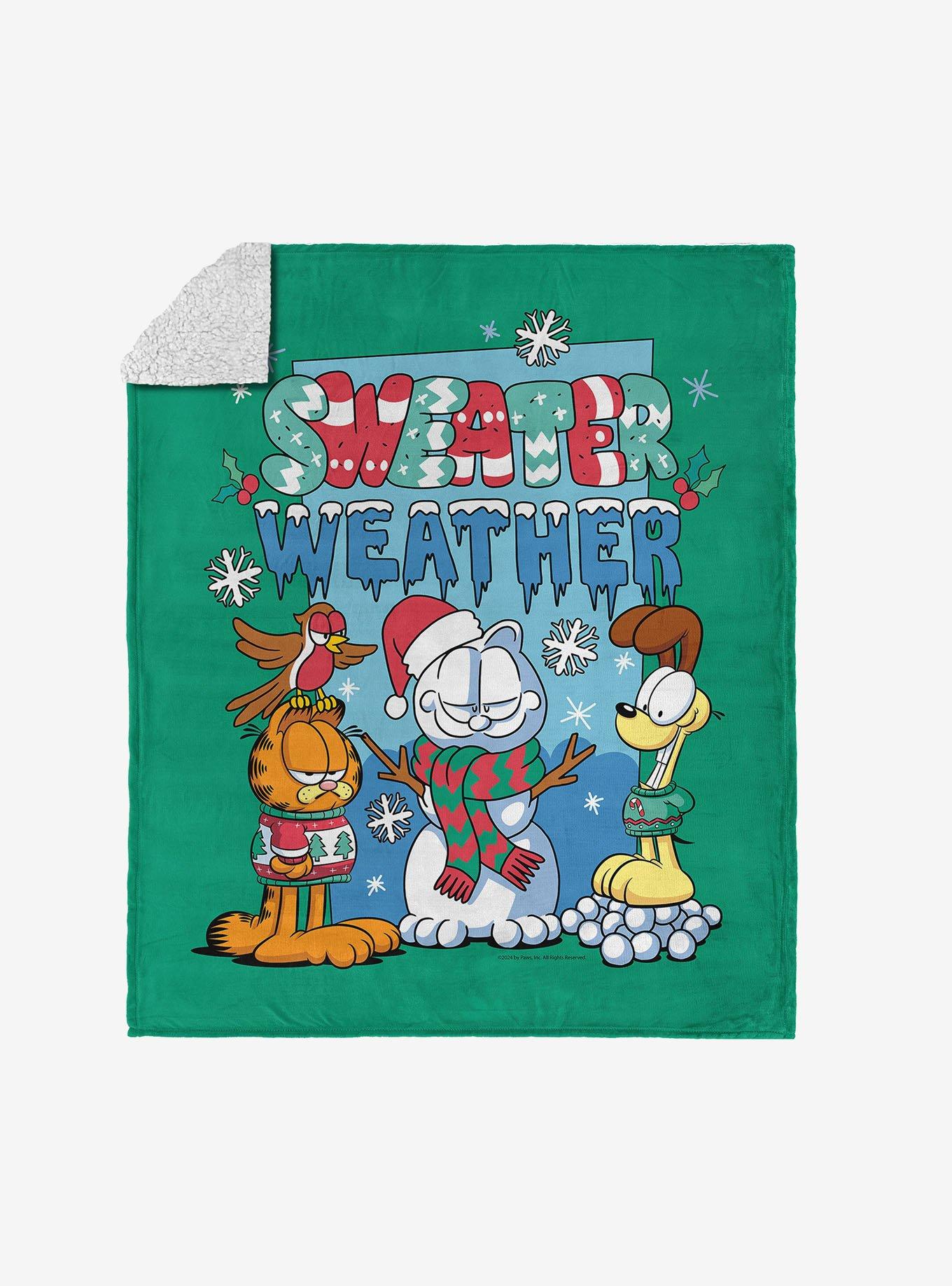 Garfield Sweater Weather Silk Touch Sherpa Throw Blanket, , hi-res