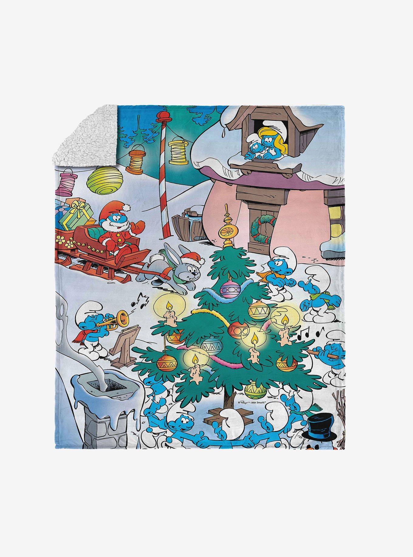 The Smurfs Winter Bash Silk Touch Sherpa Throw Blanket, , hi-res