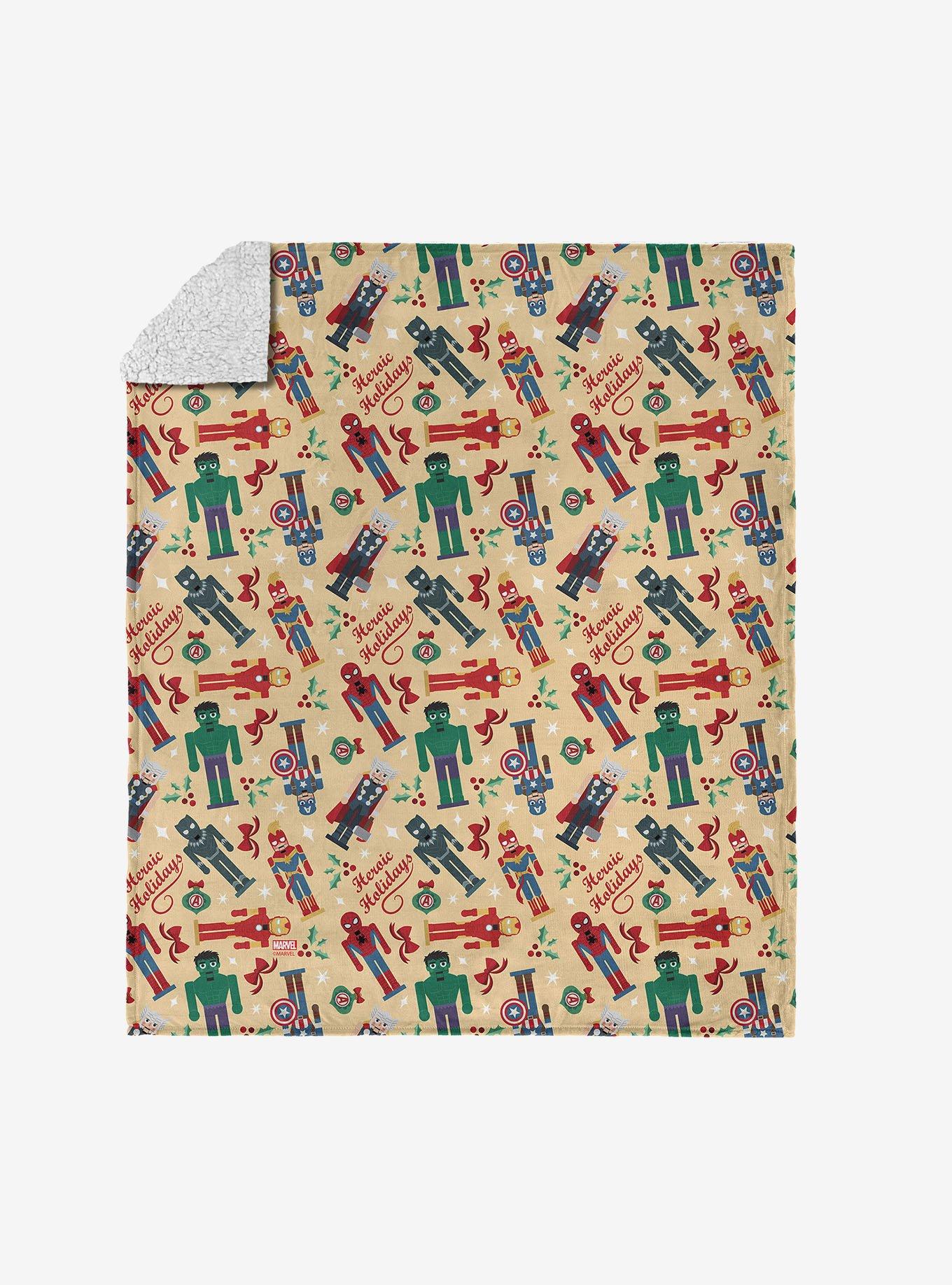 Marvel Avengers Heroic Holiday Silk Touch Sherpa Throw Blanket, , hi-res