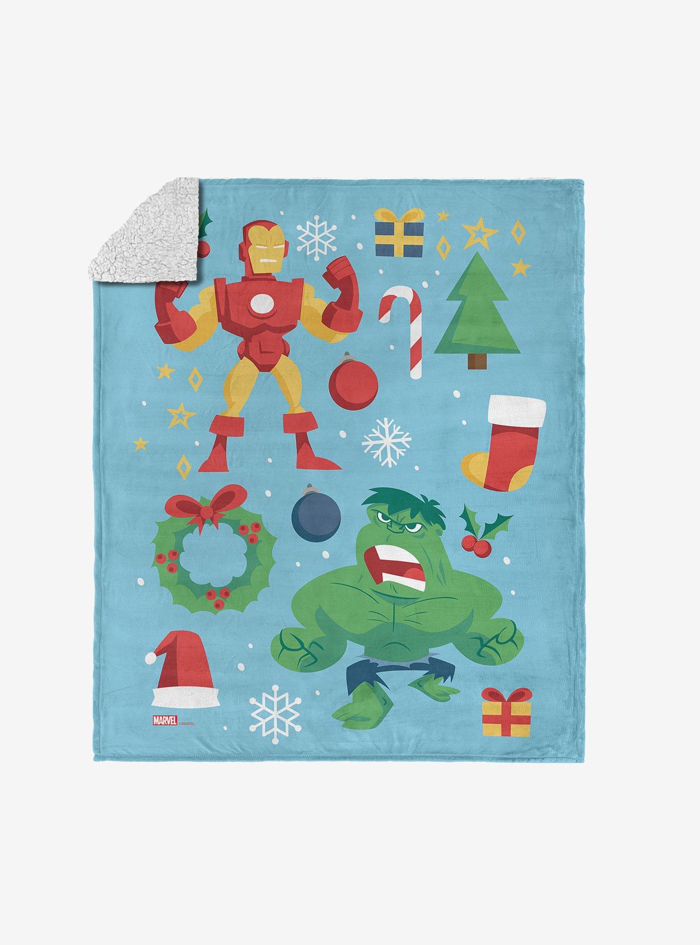 Marvel Avengers Festive Heroes Silk Touch Sherpa Throw Blanket, , hi-res