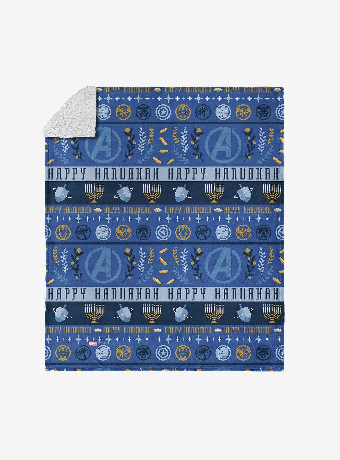Marvel Avengers Hanukkah Silk Touch Sherpa Throw Blanket, , hi-res