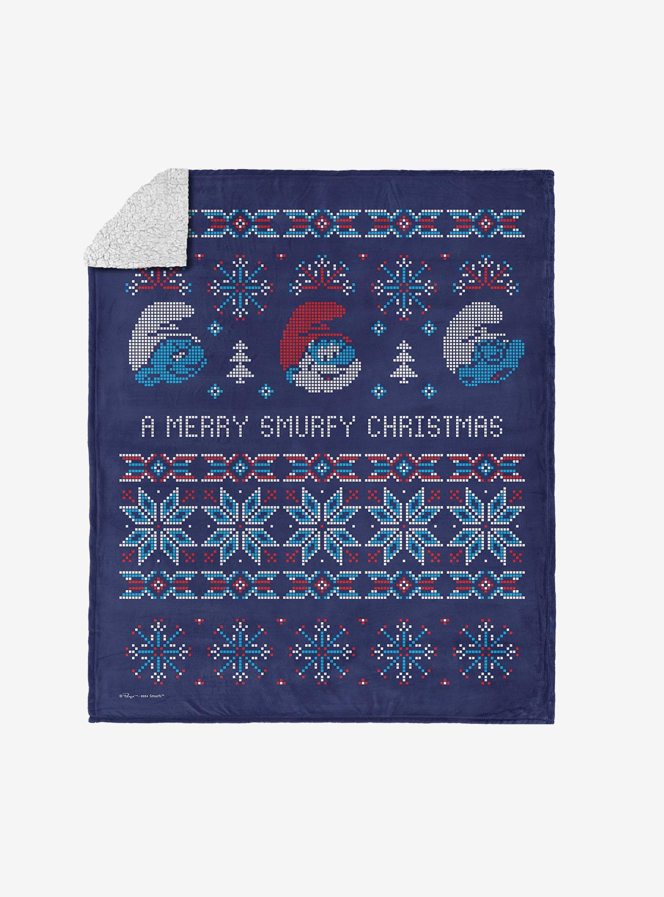 The Smurfs Merry Smurfy Silk Touch Sherpa Throw Blanket, , hi-res