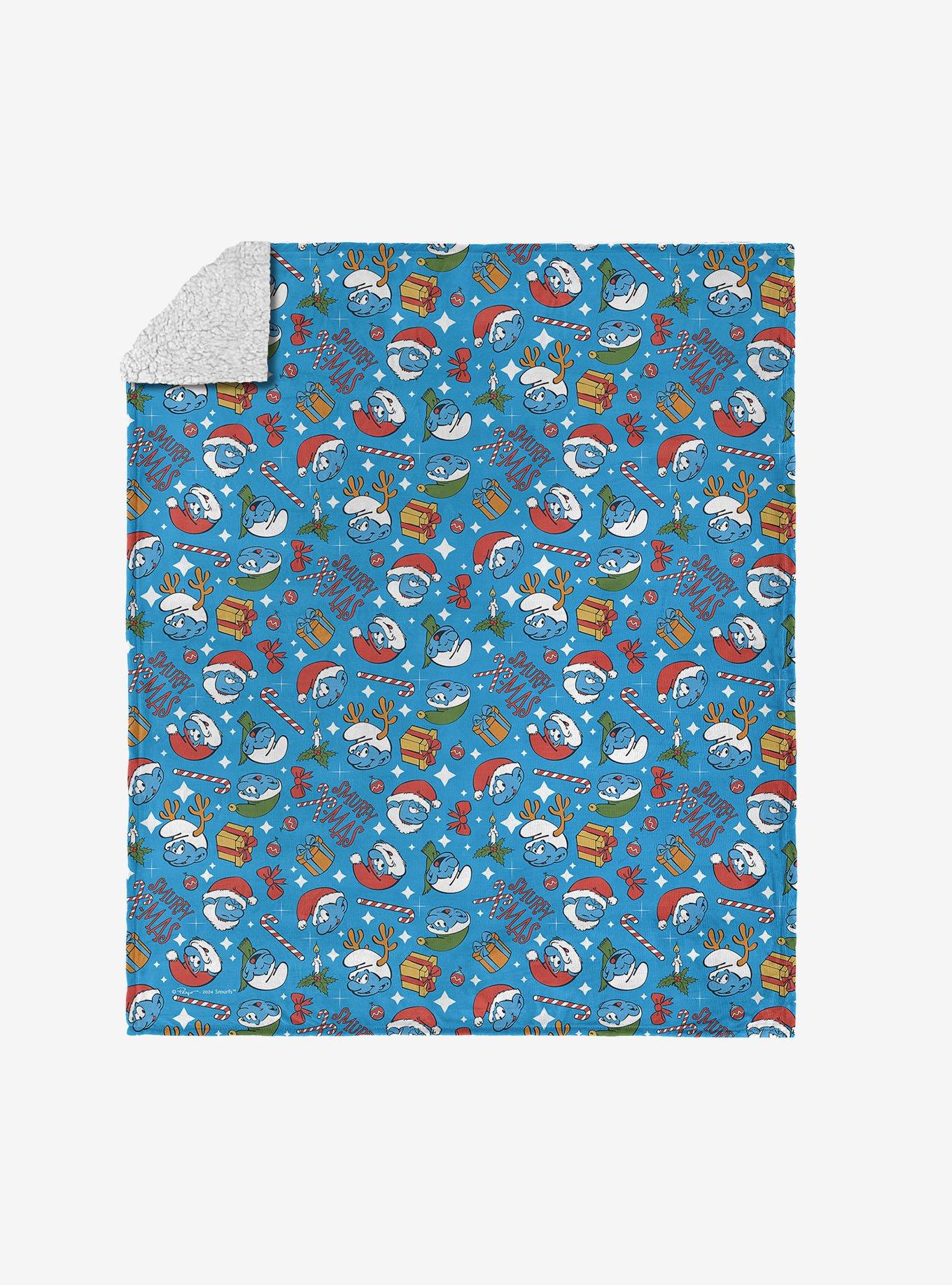 The Smurfs Smurfy Christmas Silk Touch Sherpa Throw Blanket, , hi-res