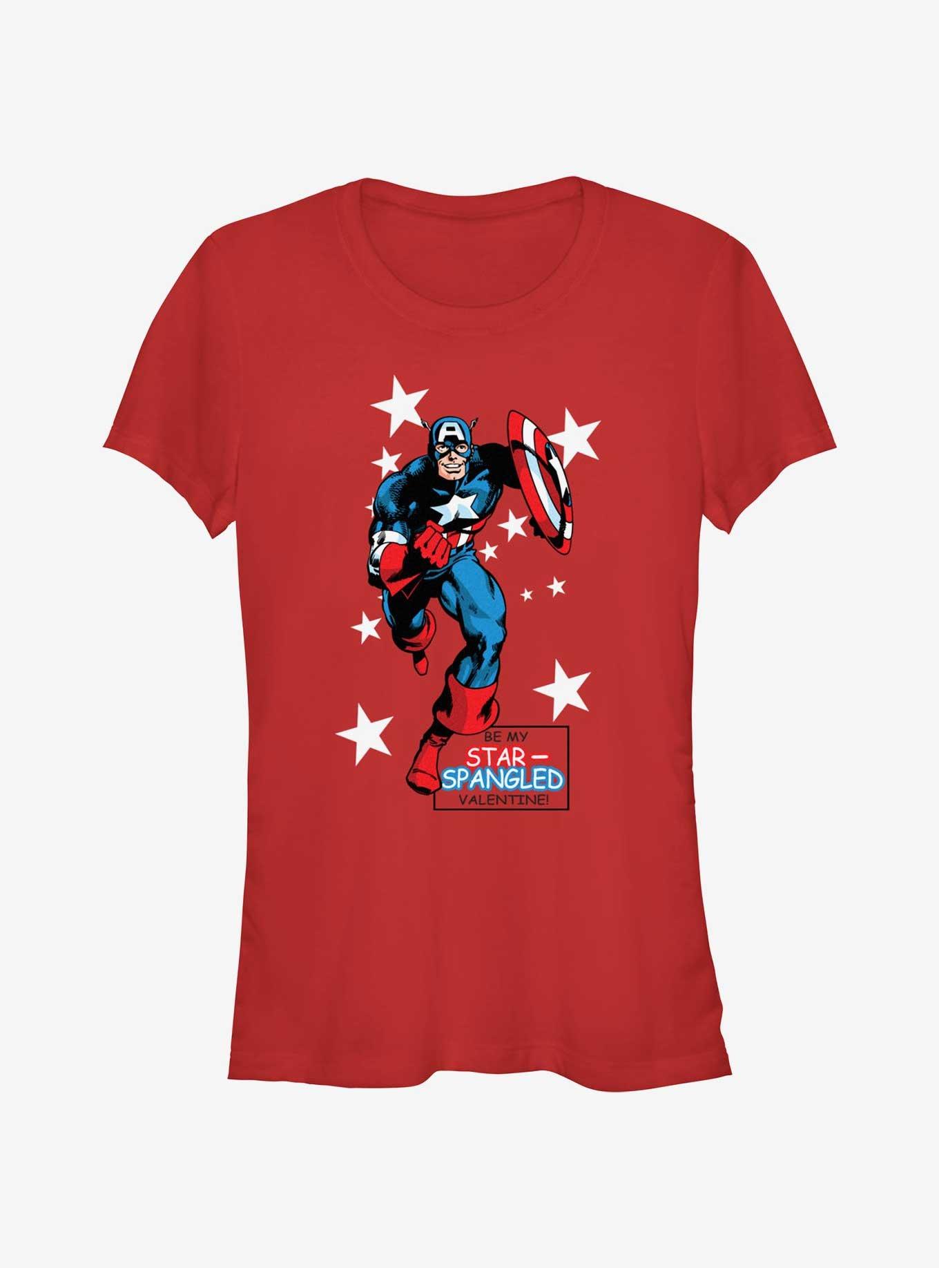 Marvel Captain America Star Spangled Valentine Girls T-Shirt, , hi-res