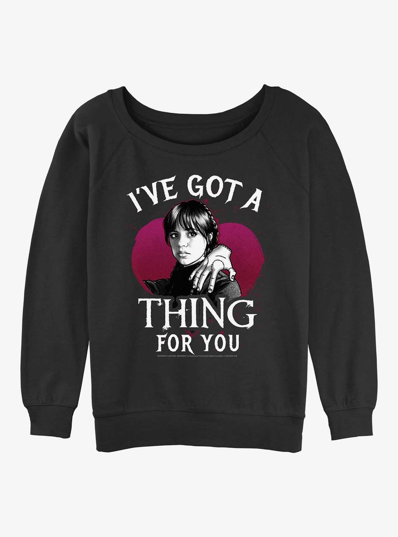 Wednesday I Got A Thing For You Girls Slouchy Sweatshirt, , hi-res