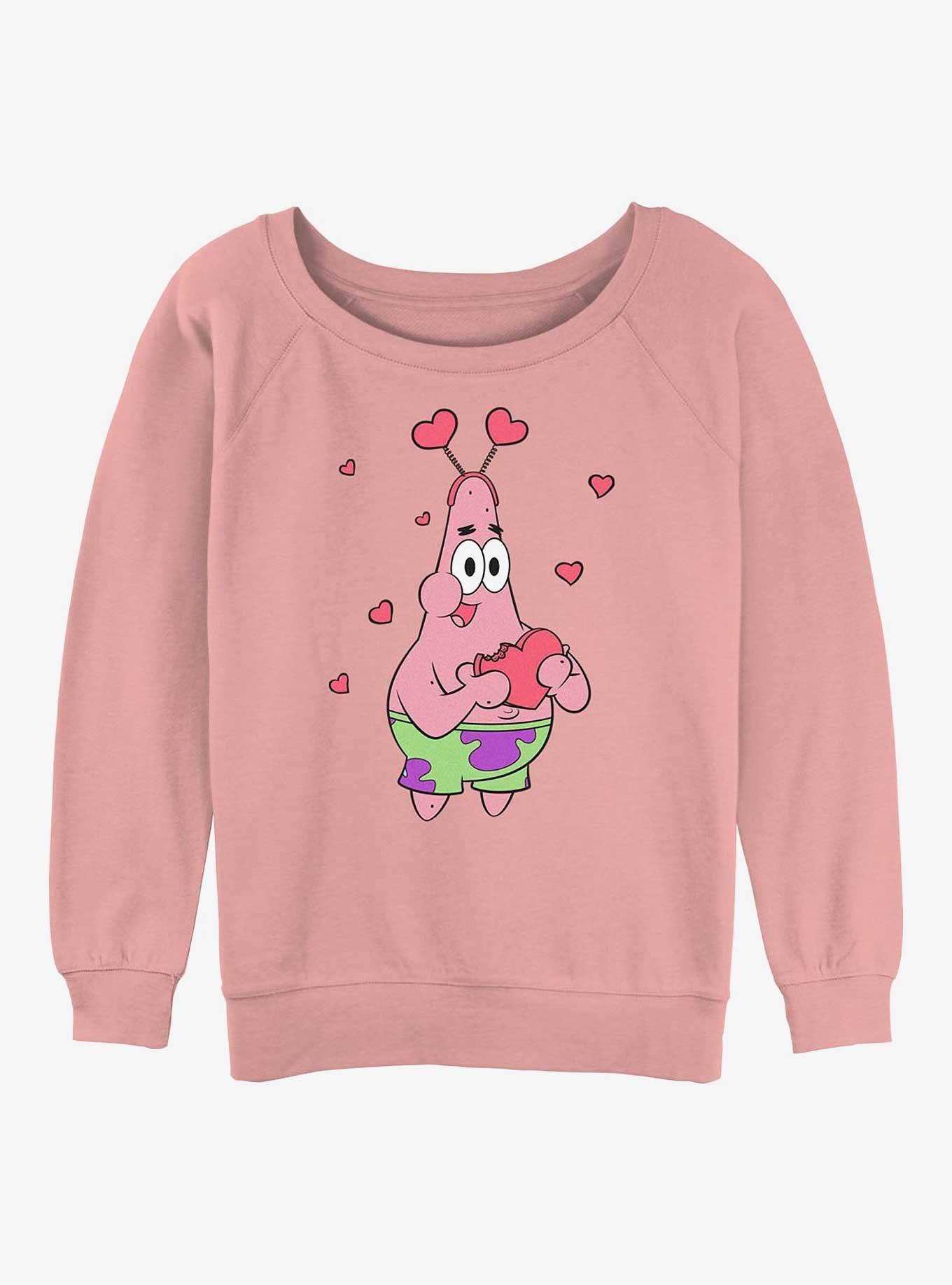 Spongebob Squarepants Patrick Star Hearts Girls Slouchy Sweatshirt, DESERTPNK, hi-res