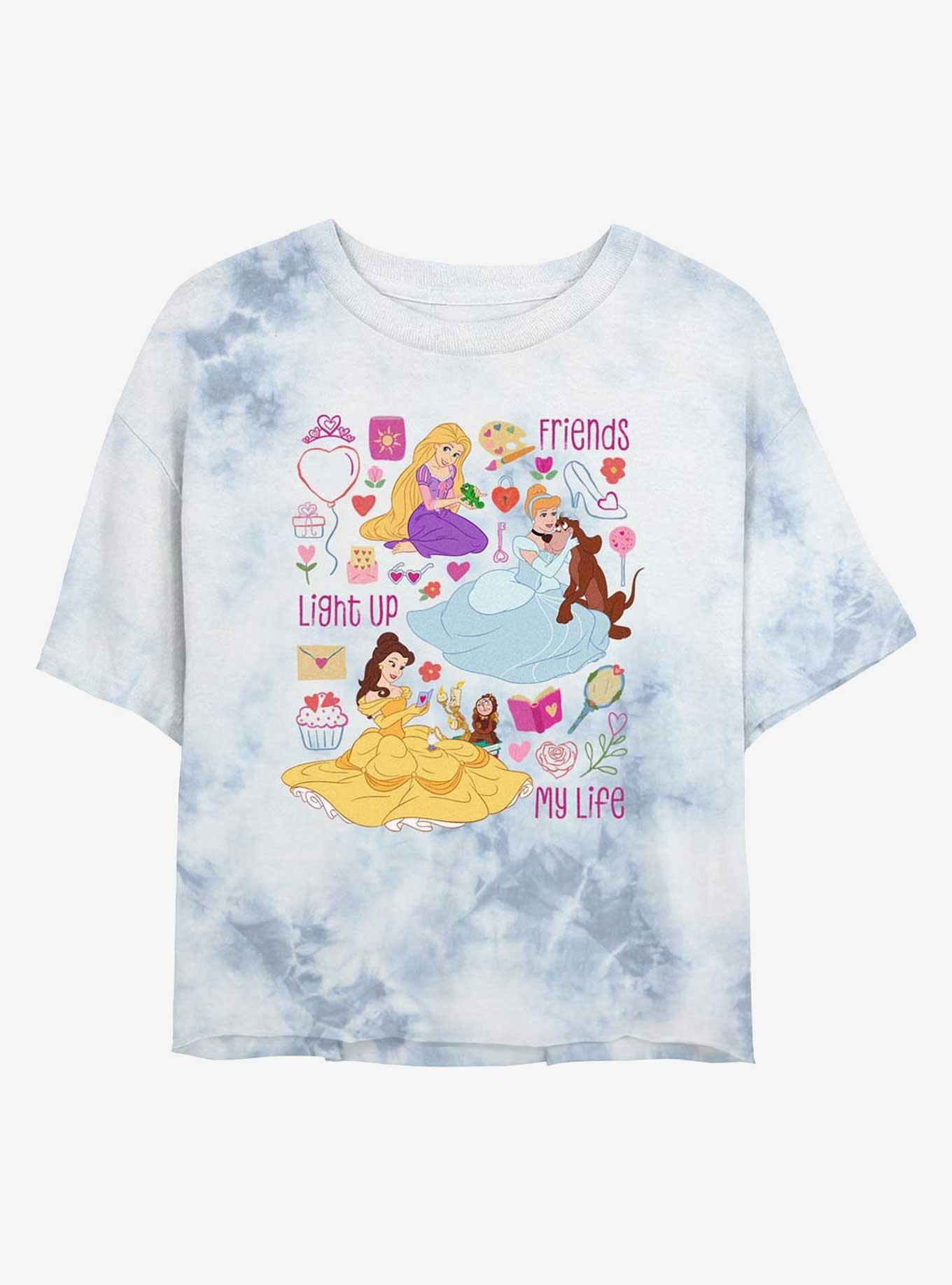 Disney Princesses Friends Light Up My Life Girls Tie-Dye Crop T-Shirt, , hi-res