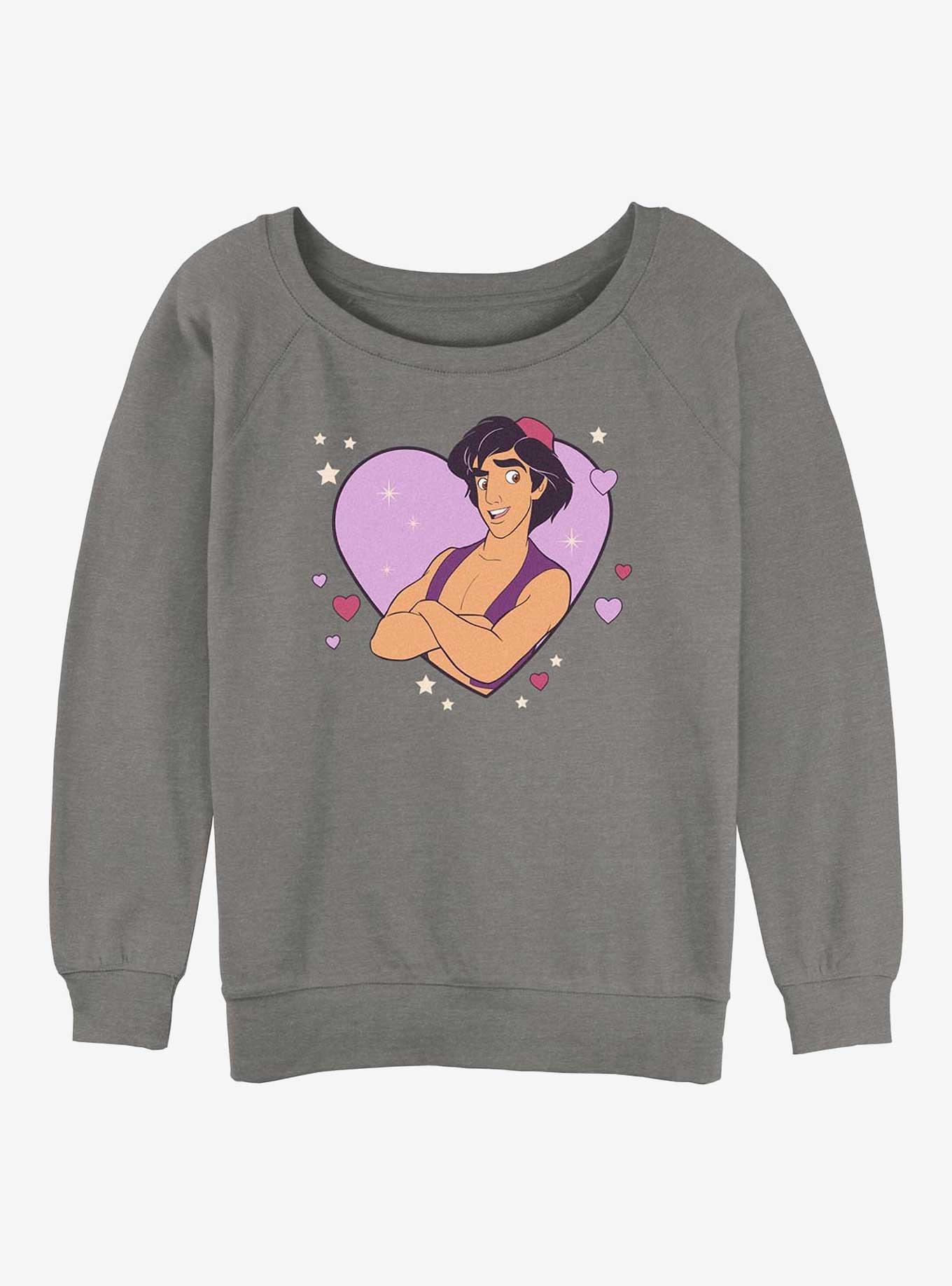 Disney Princesses Aladdin Heart Lock Up Girls Slouchy Sweatshirt