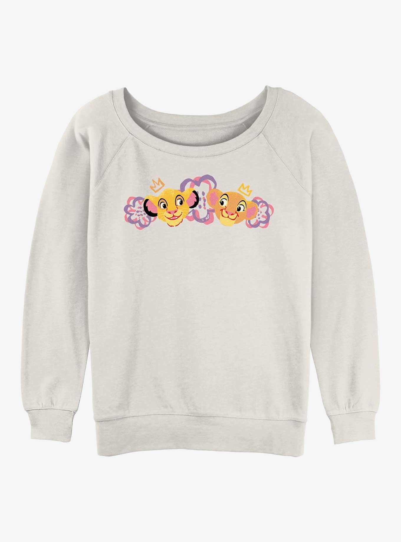 Disney The Lion King Simba And Nala Crown Girls Slouchy Sweatshirt, , hi-res