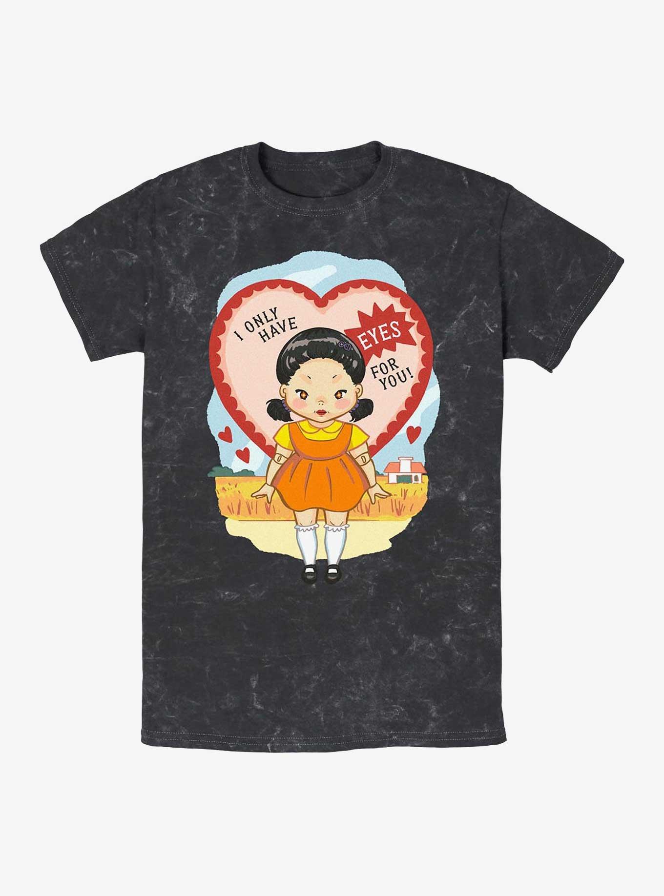 Squid Game I Only Have Eyes For You Mineral Wash T-Shirt, BLACK, hi-res