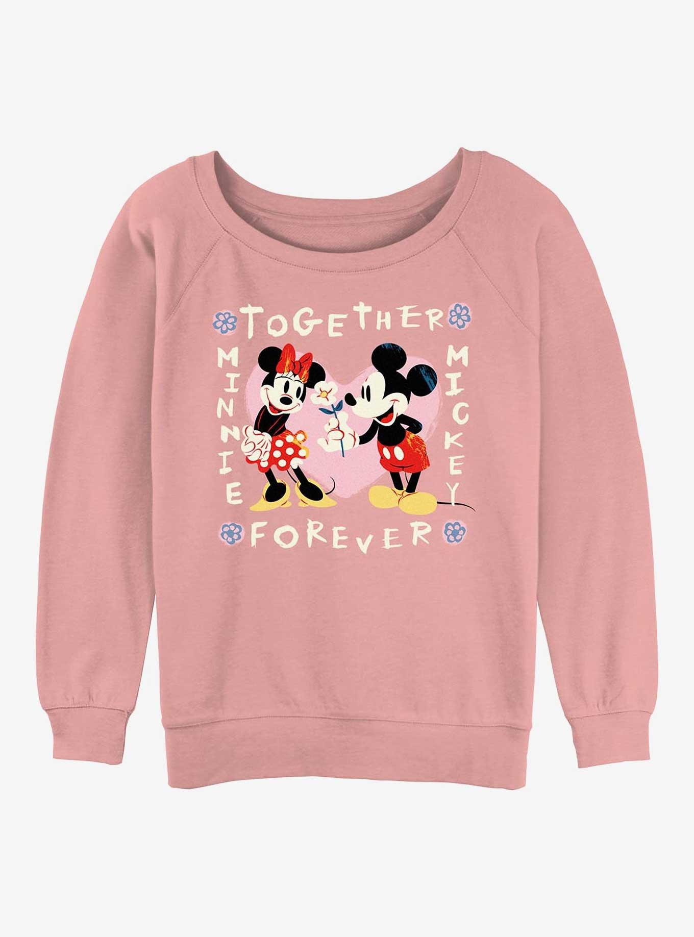 Disney Mickey Mouse & Minnie Mouse Together Forever Girls Slouchy Sweatshirt