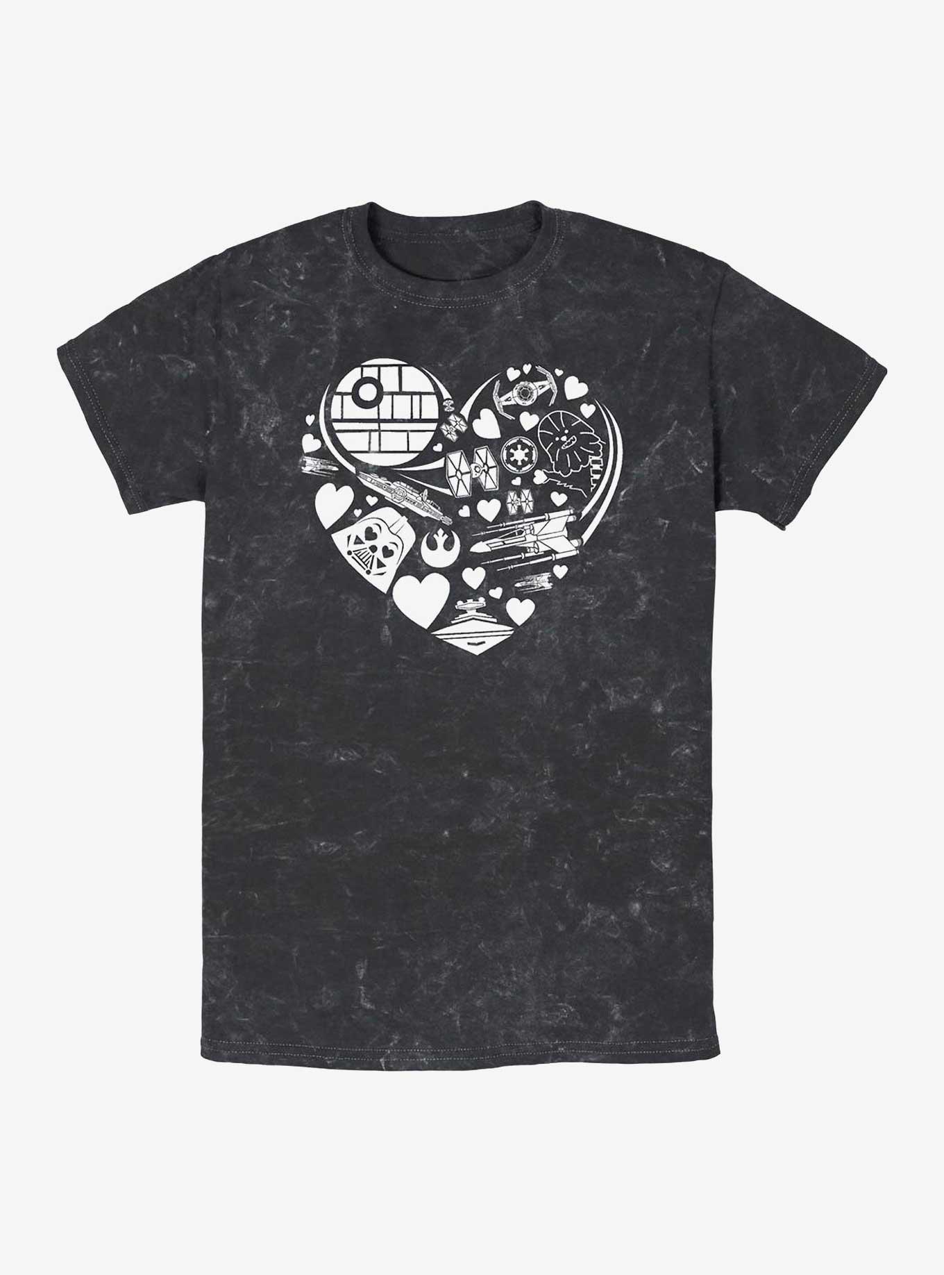 Star Wars Heart Ships Heart Mineral Wash T-Shirt, , hi-res