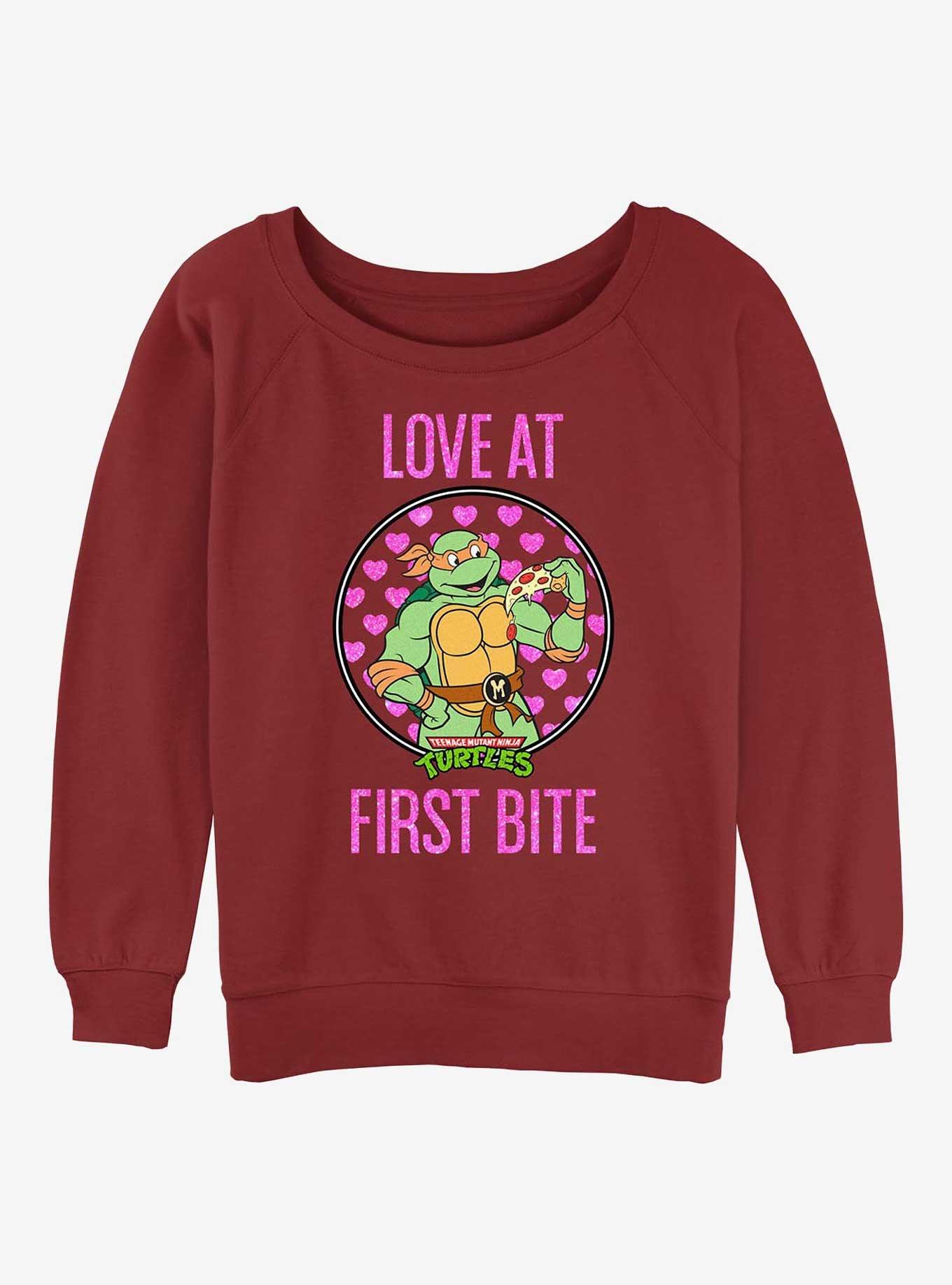 Teenage Mutant Ninja Turtles Michelangelo Love At First Bite Girls Slouchy Sweatshirt, , hi-res