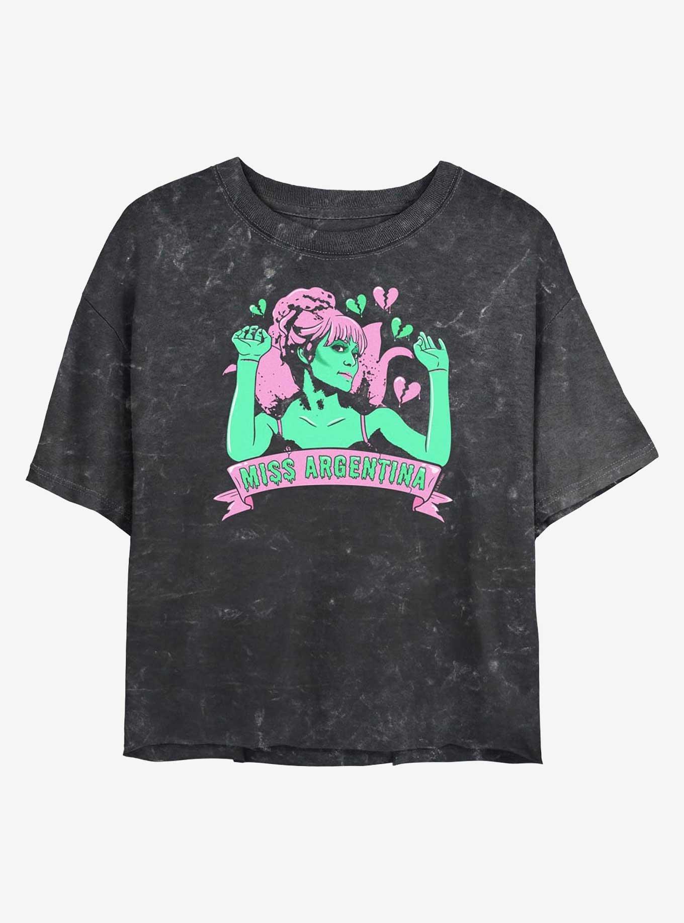 Beetlejuice Miss Argentina Heart Breaker Girls Mineral Wash Crop T-Shirt, , hi-res