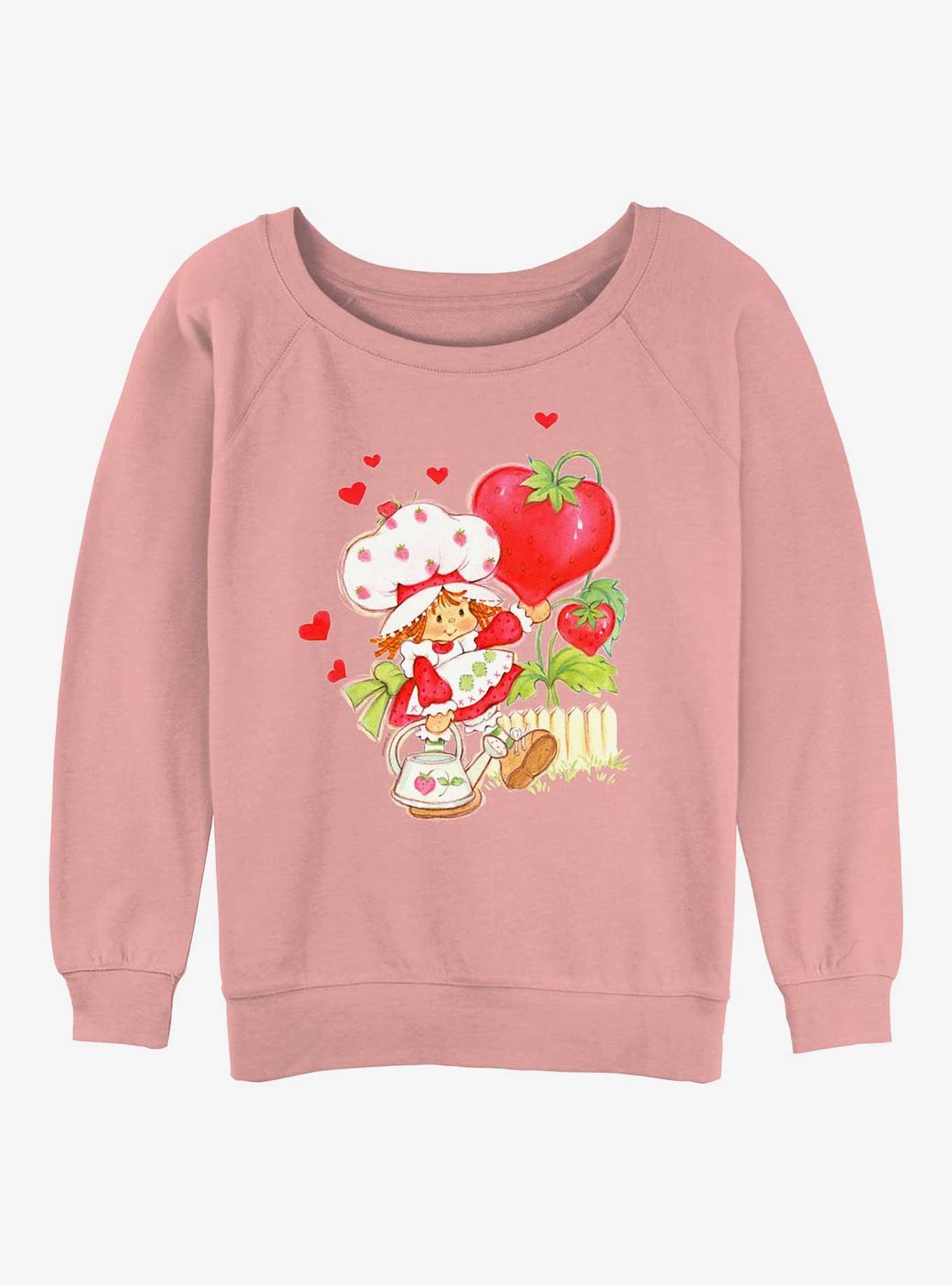 Strawberry Shortcake Strawberries And Hearts Girls Slouchy Sweatshirt