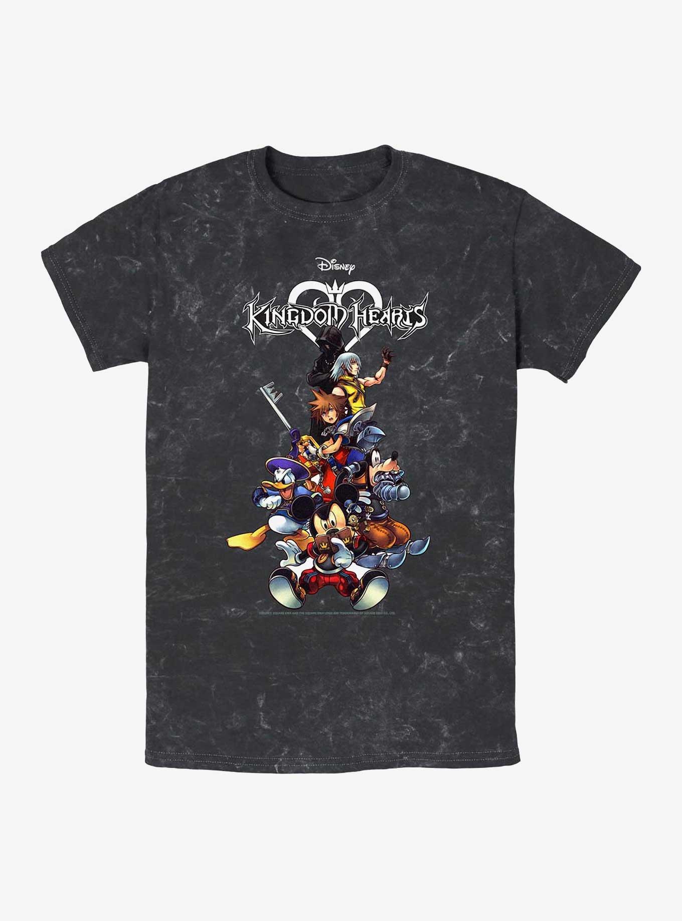 Disney Kingdom Hearts Group With Logo Mineral Wash T-Shirt