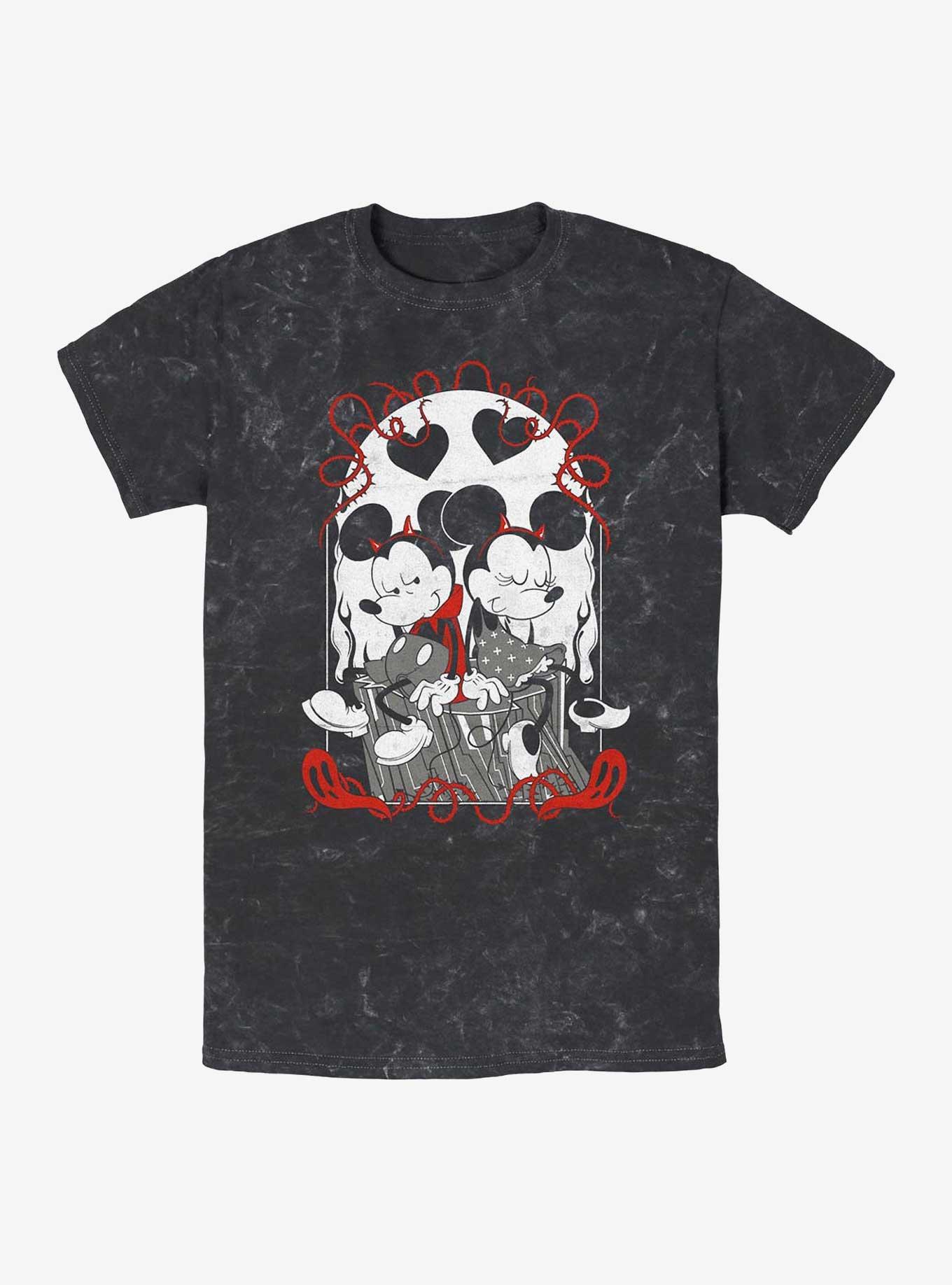 Disney Mickey Mouse & Minnie Mouse Goth Tarot Mineral Wash T-Shirt