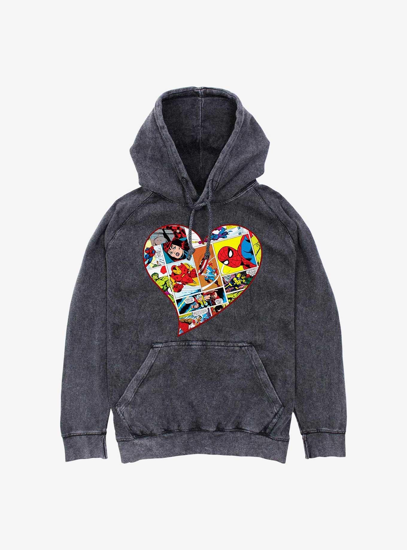 Marvel Avengers Heart Panels Mineral Wash Hoodie, , hi-res