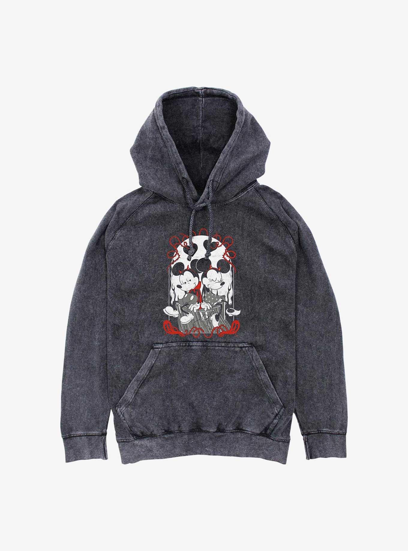 Disney Mickey Mouse & Minnie Mouse Goth Tarot Mineral Wash Hoodie, , hi-res