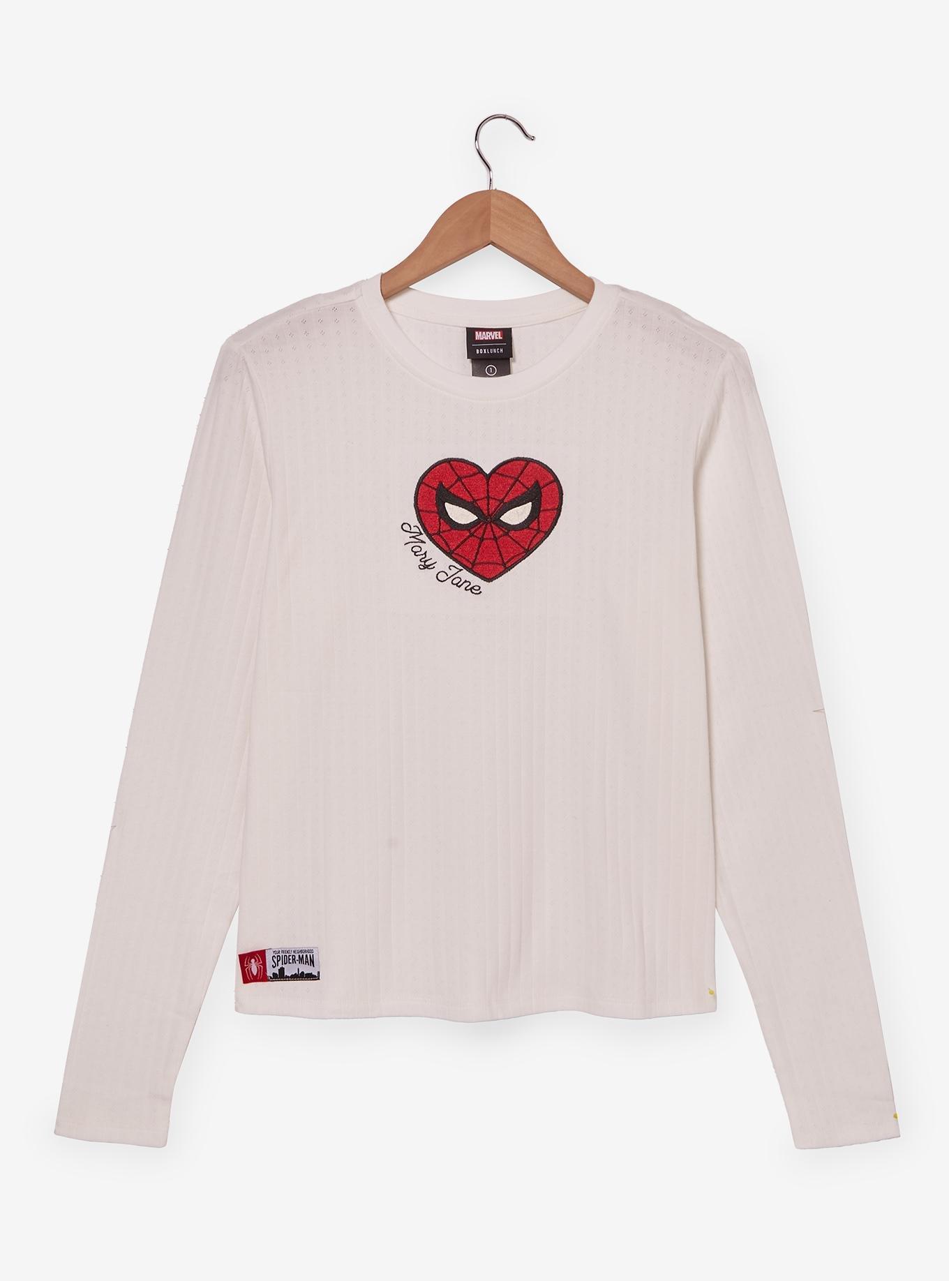 Marvel Spider-Man Heart Pointelle Plus Size Long Sleeve T-Shirt, , hi-res