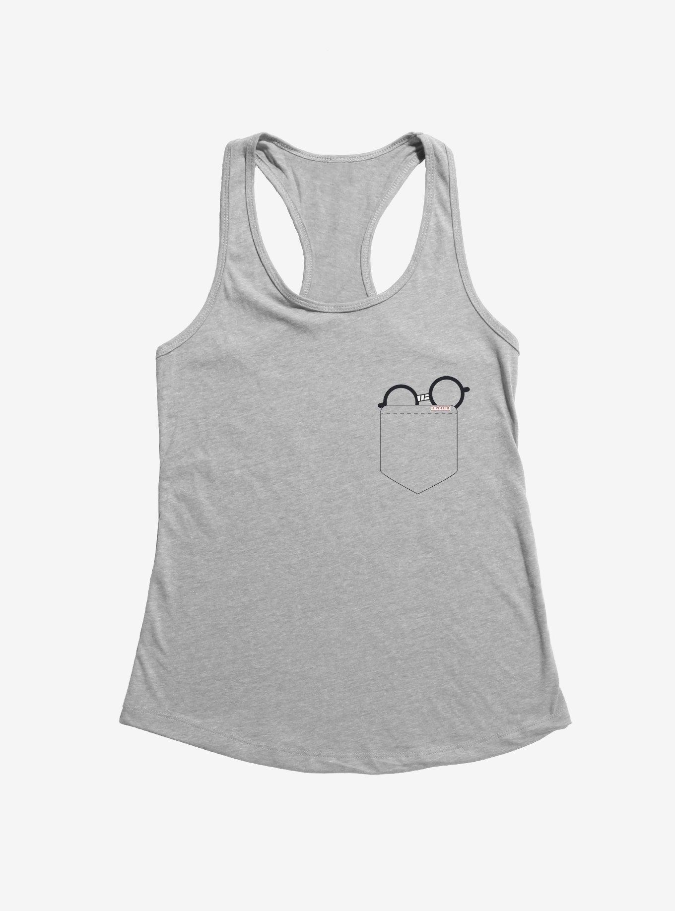 Harry Potter Glasses Faux Pocket Girls Tank, HEATHER, hi-res
