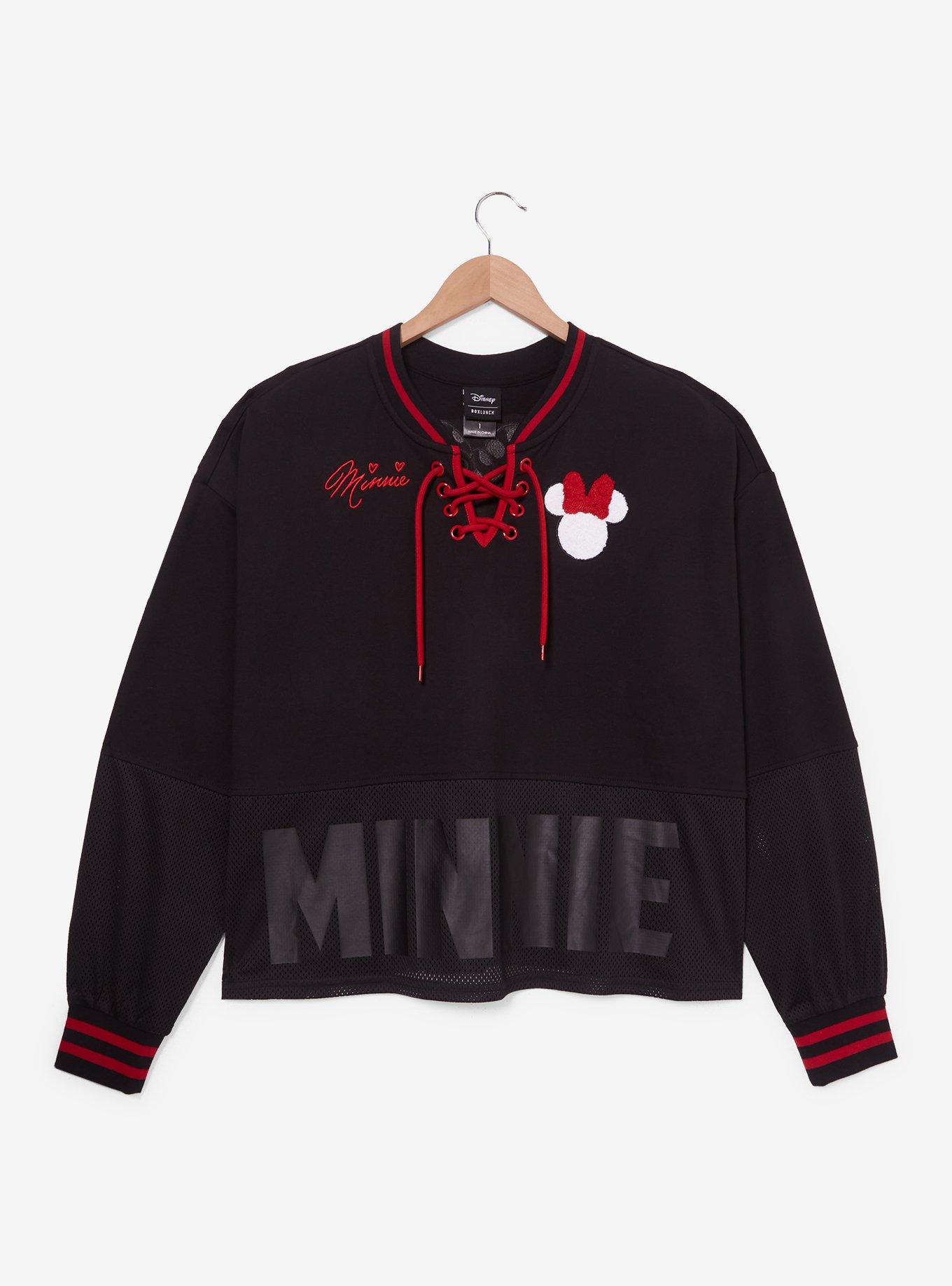 Disney Minnie Mouse Cropped Women's Plus Size Hockey Jersey — BoxLunch Exclusive, , hi-res